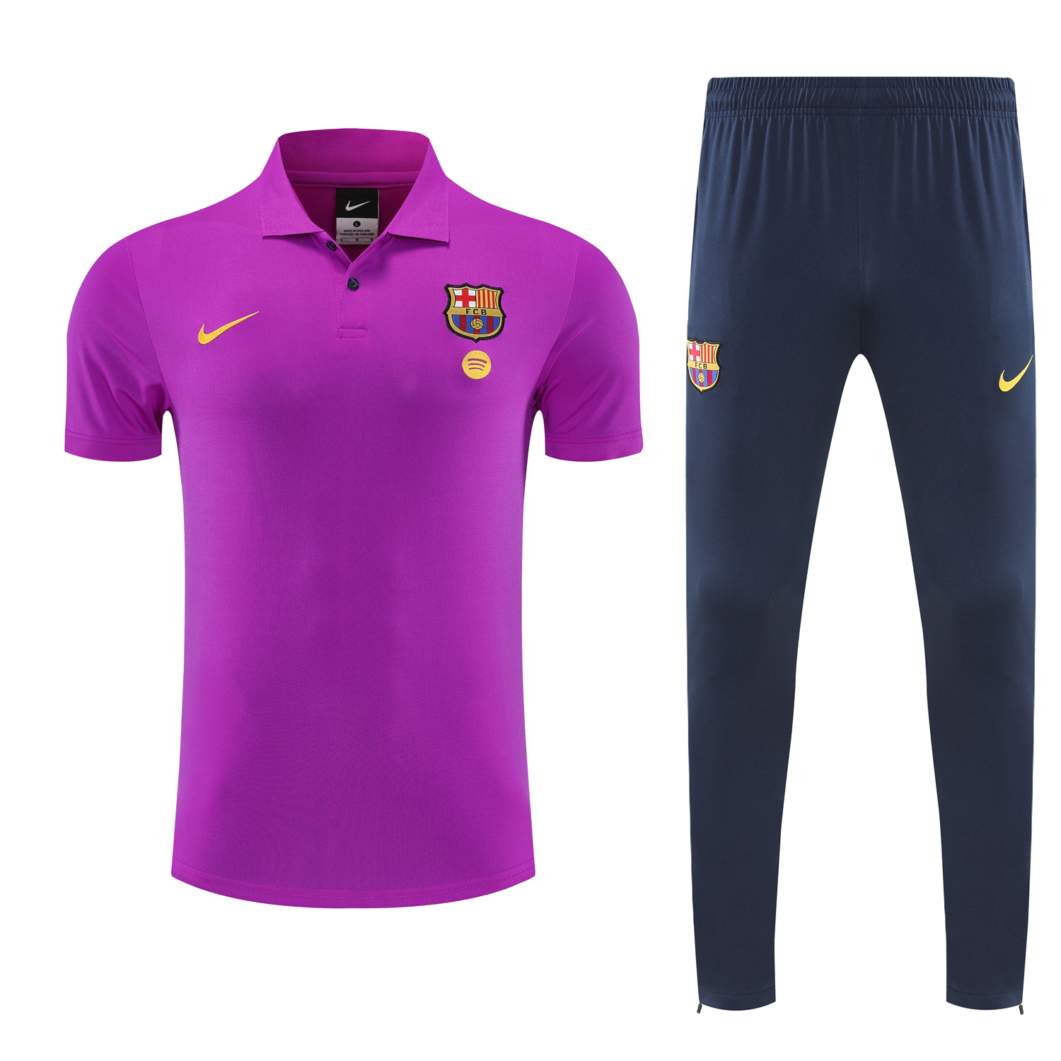 AlphaJersey-Barcelona 25-26 POLO Short-Sleeve Training Set - Purple Top and Dark Blue Pants