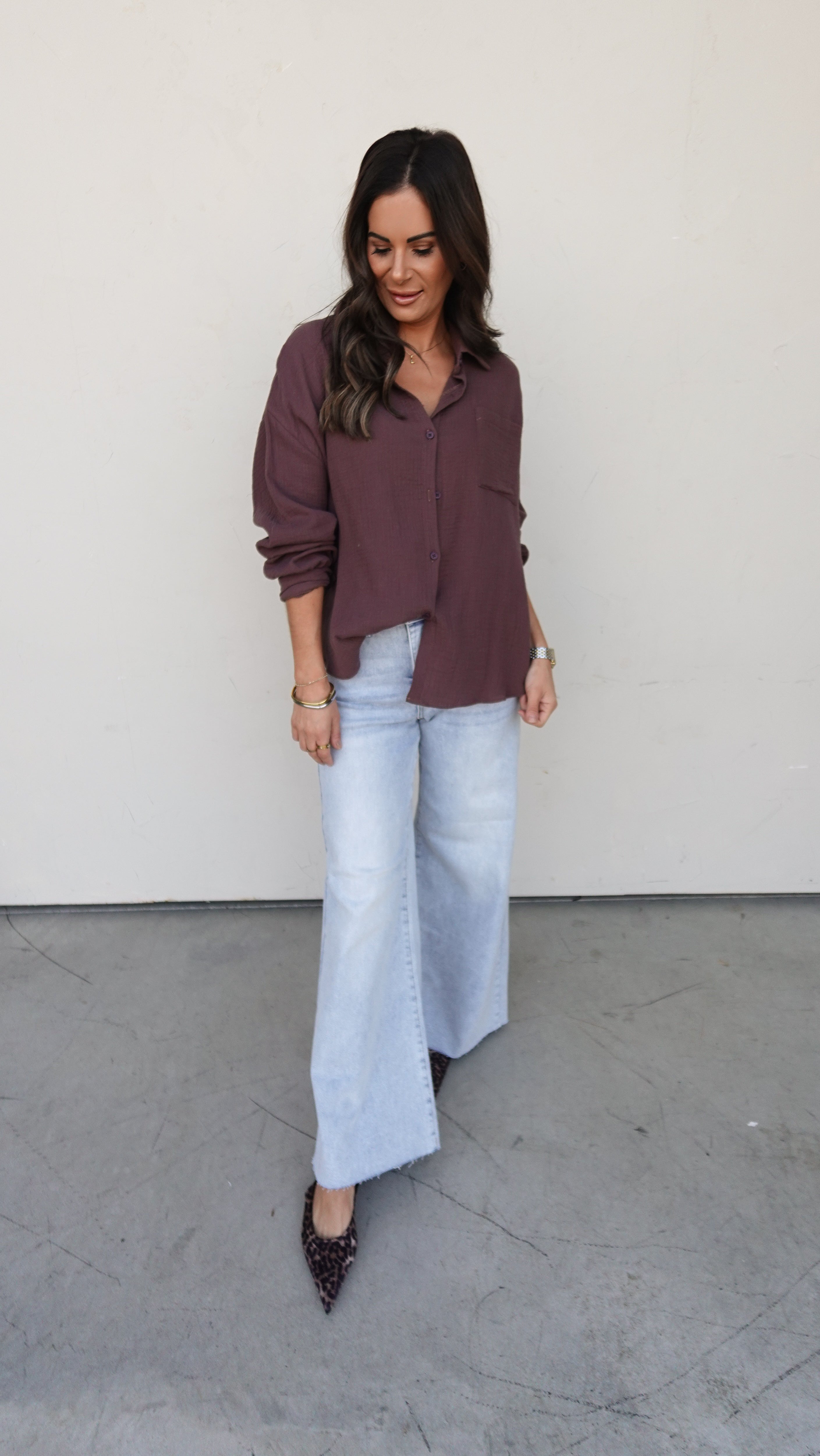 Brown Textured Shirt and Pant Set | Elegant Women's Fashion by coolavocek