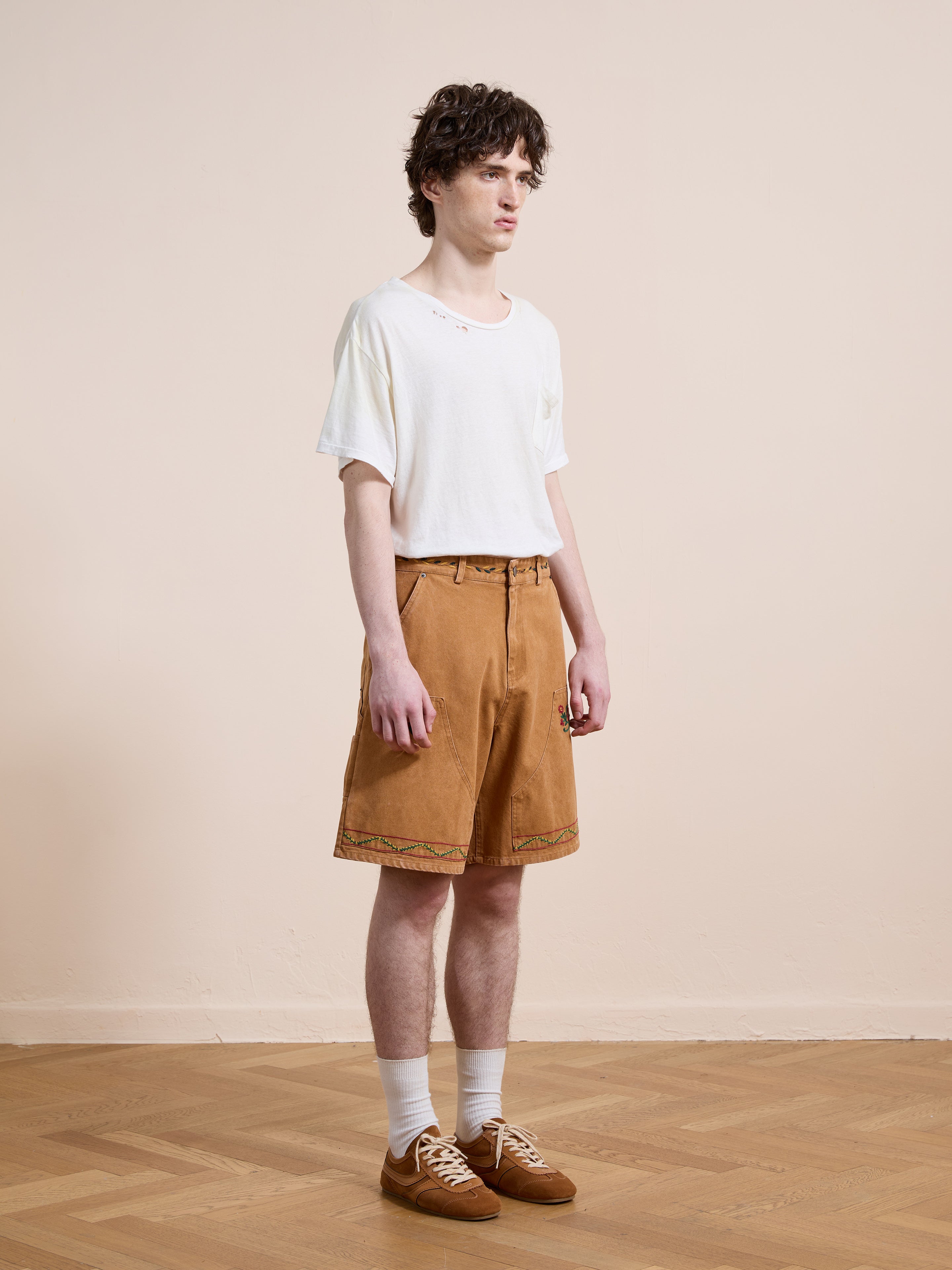 Canvas Embroidered Shorts | Modern Menswear by yycbvcnbmmnbm