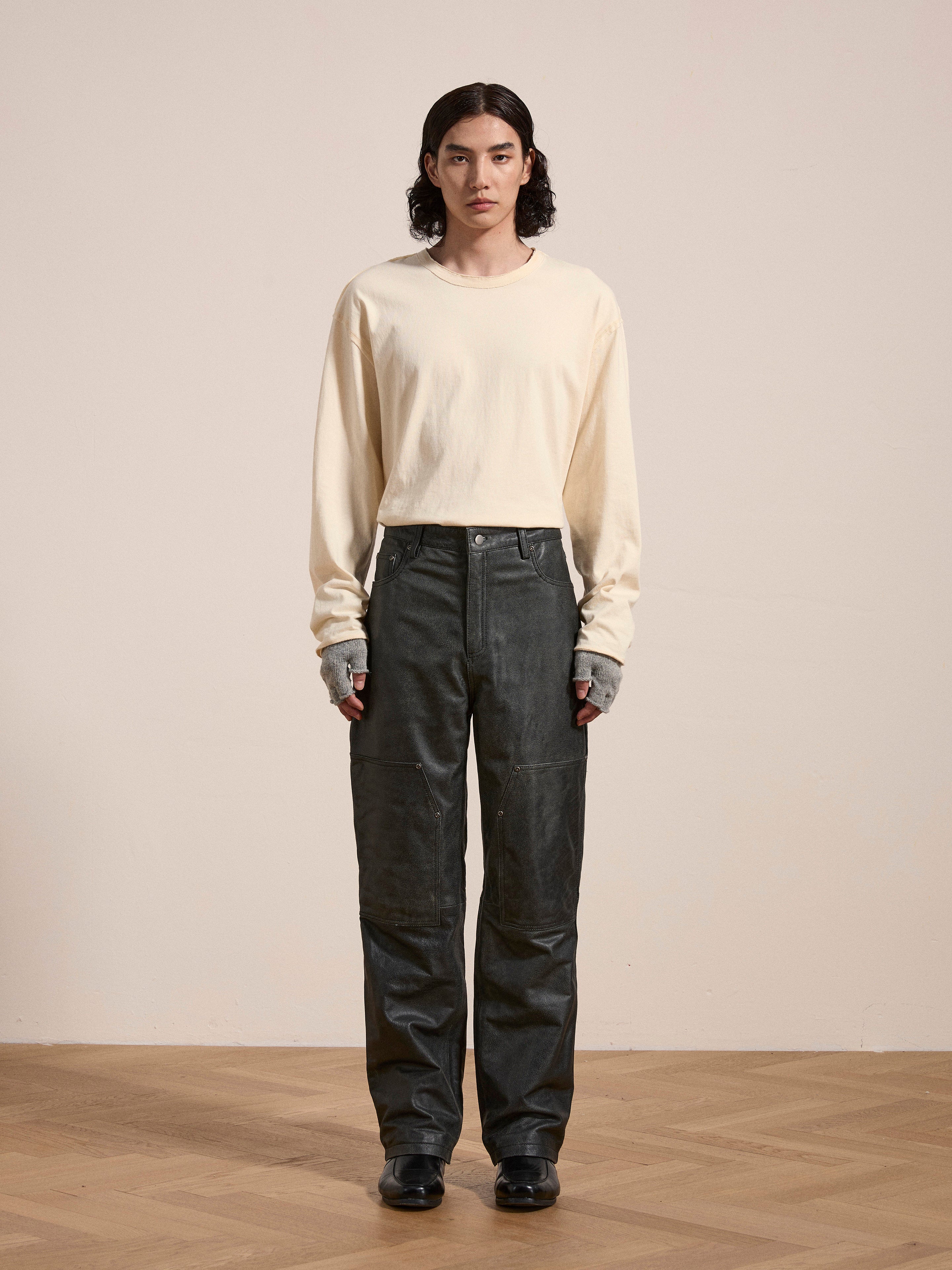 Distressed Genuine Leather Carpenter Pants | Modern Menswear by yycbvcnbmmnbm