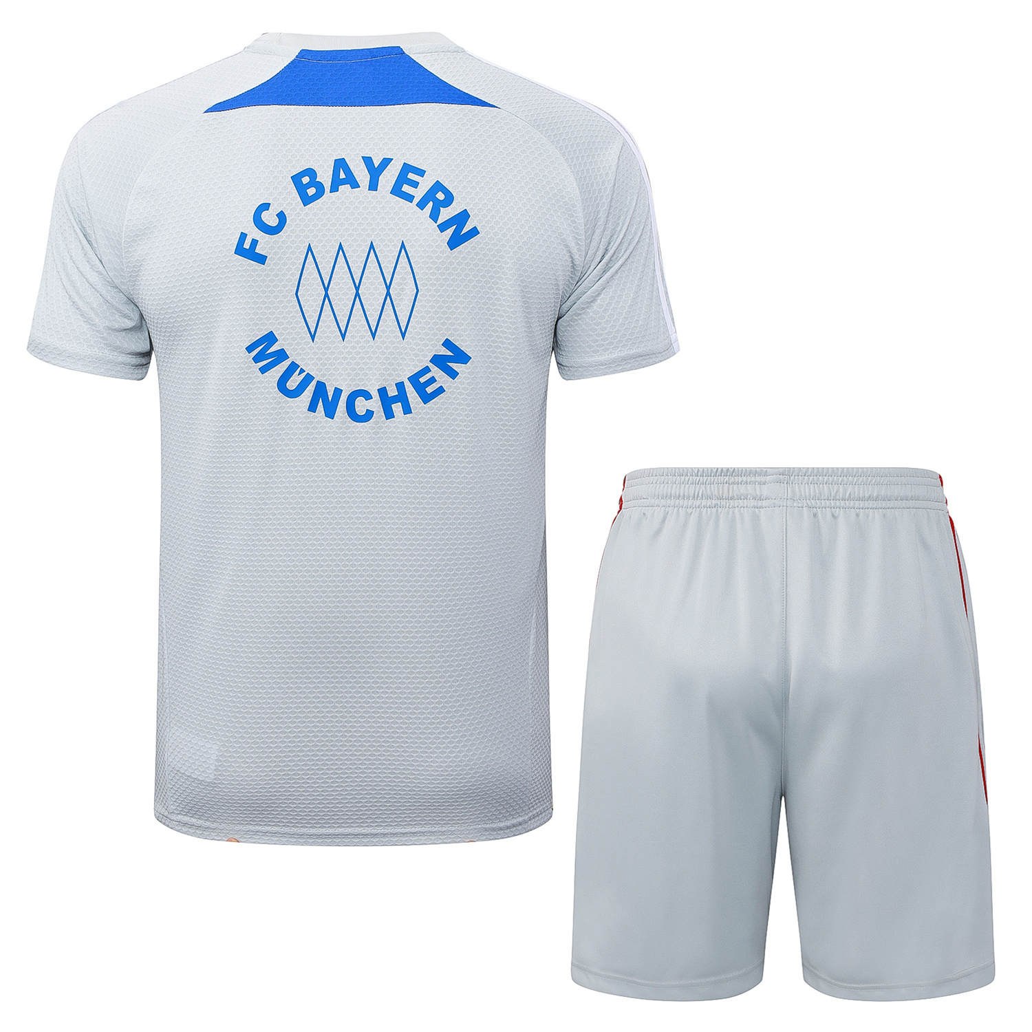 AlphaJersey-Bayern Munich 25-26 Short-Sleeve Training Set - Grey Throwback Top & Shorts