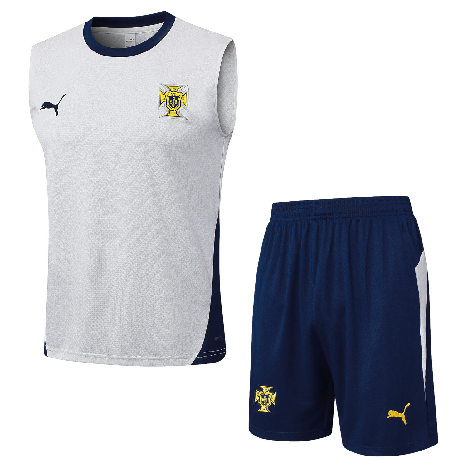AlphaJersey-Portugal 25-26 Vest Training Set - Off White Top and Deep Blue Shorts
