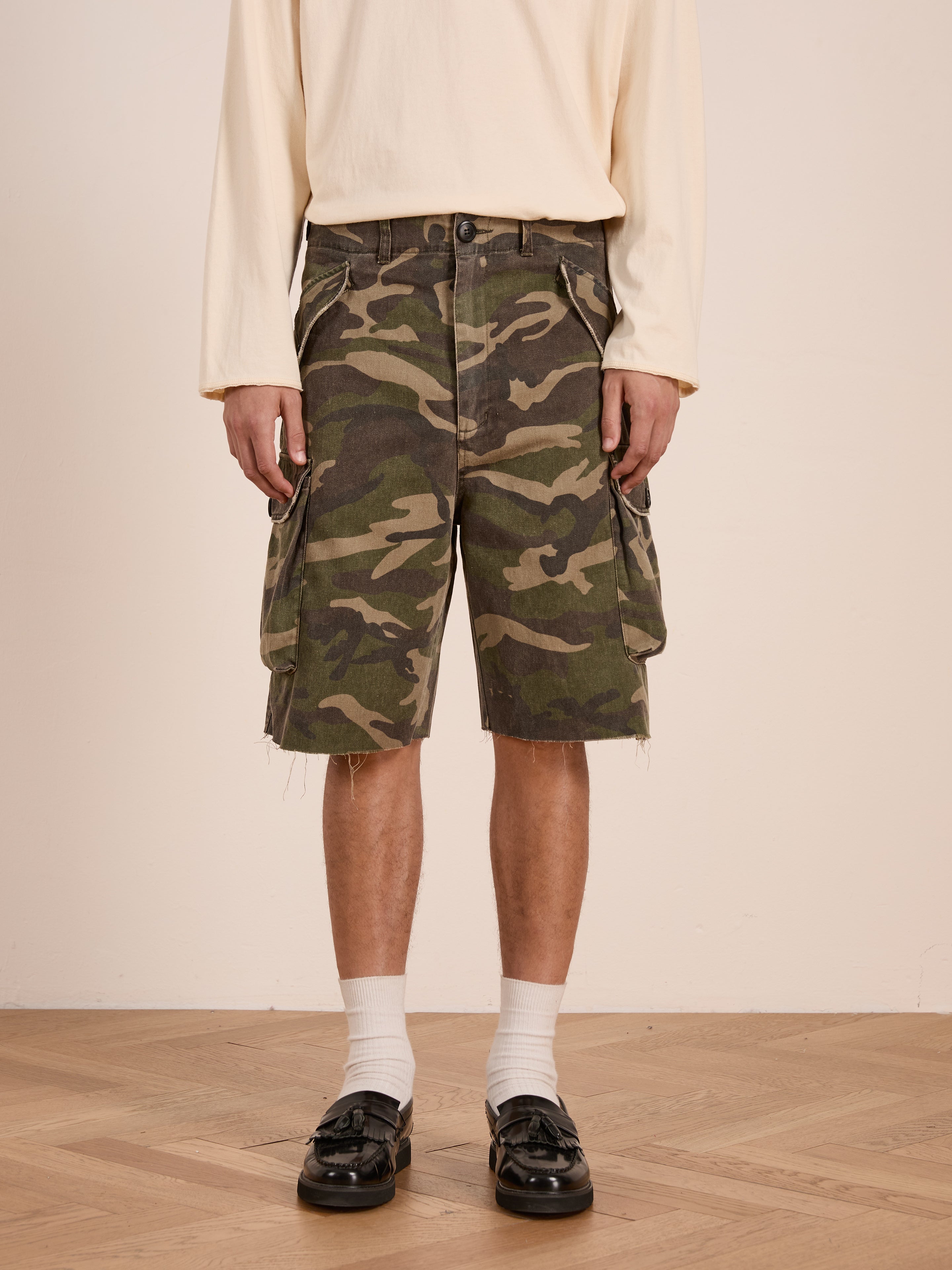 Camouflage Twill Utility Cargo Shorts | Modern Menswear by yycbvcnbmmnbm