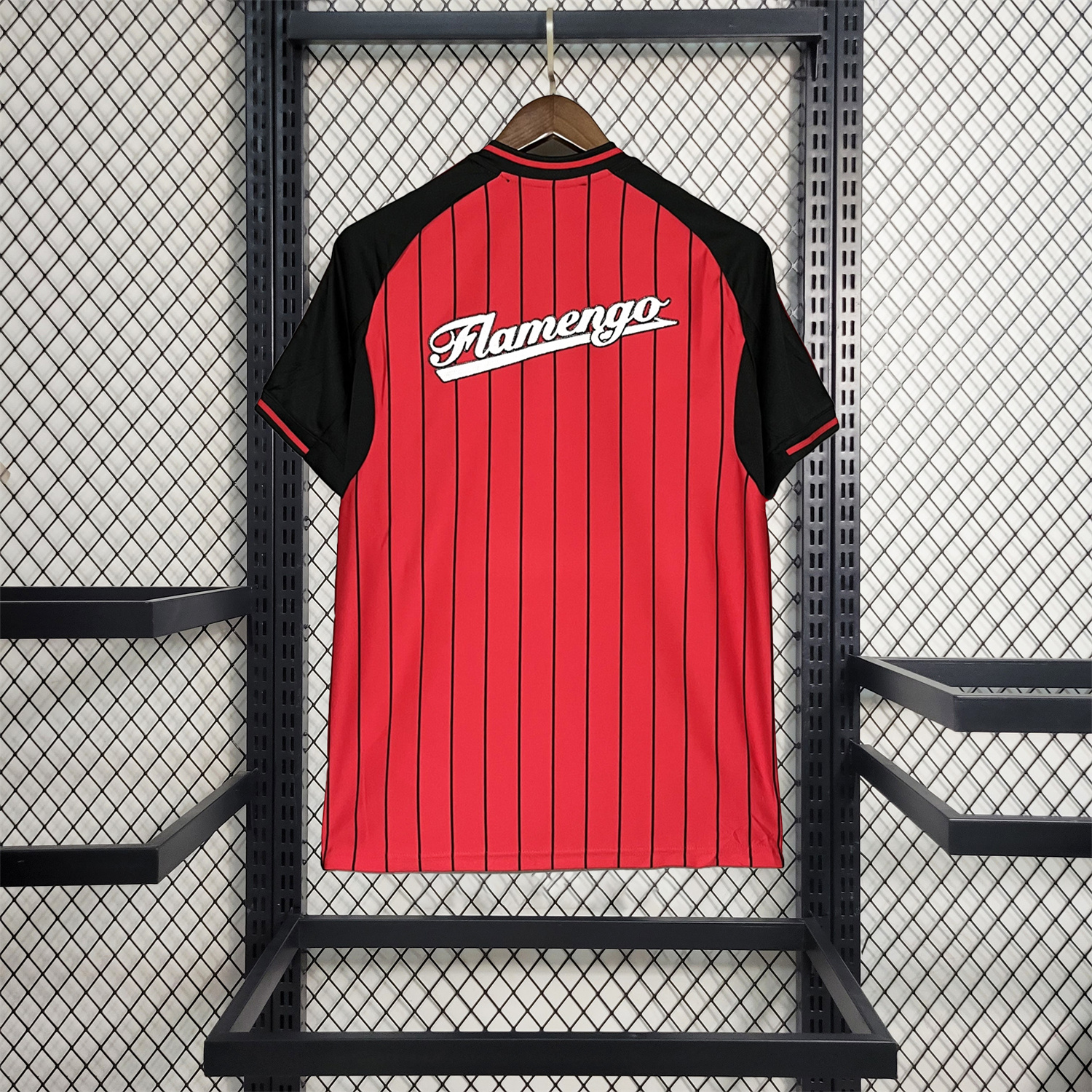 AlphaJersey-Flamengo 25-26 Red Baseball Jersey with Black Stripes