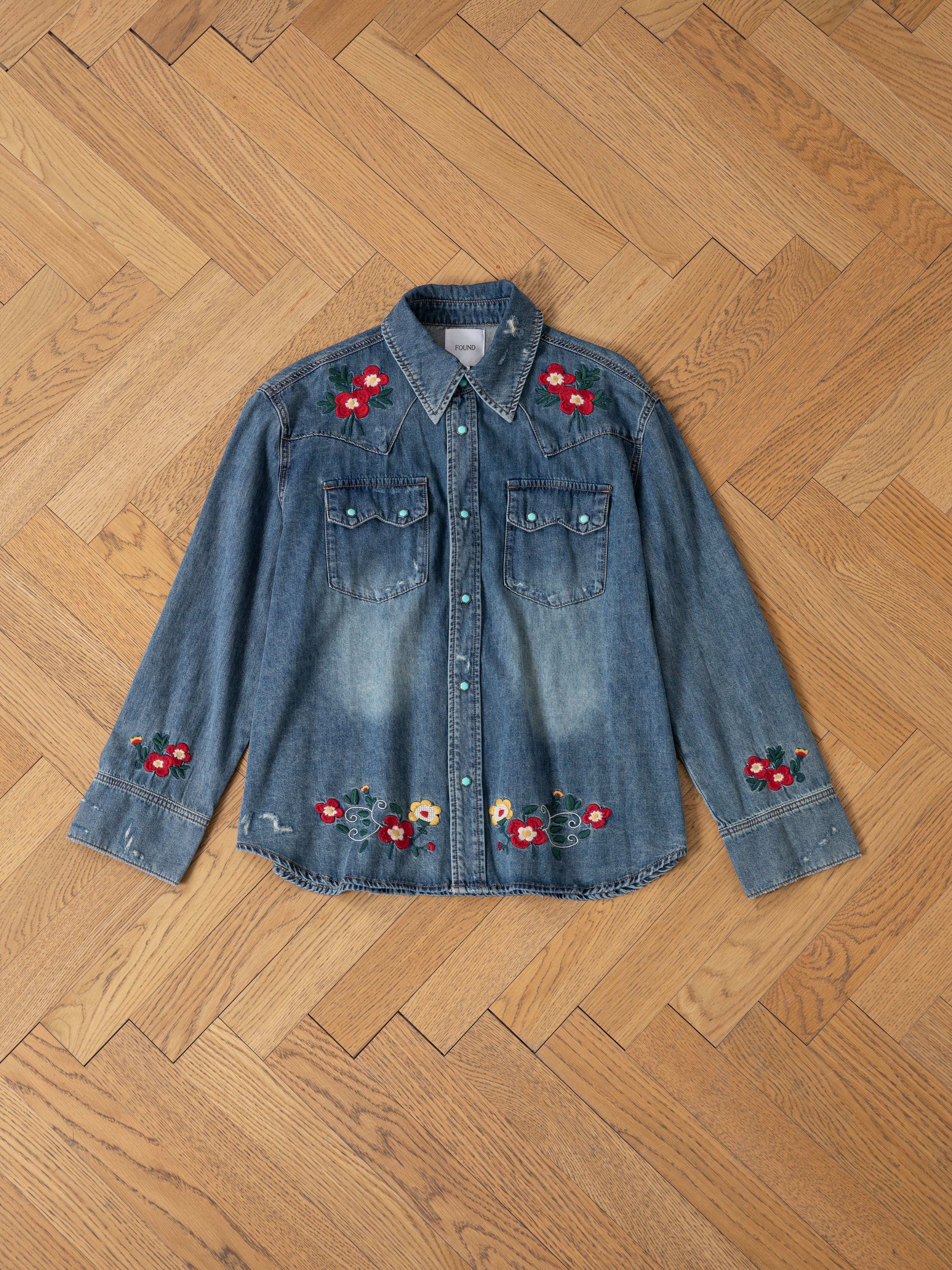 Floral Embroidered Western Denim Shirt | Modern Menswear by yycbvcnbmmnbm