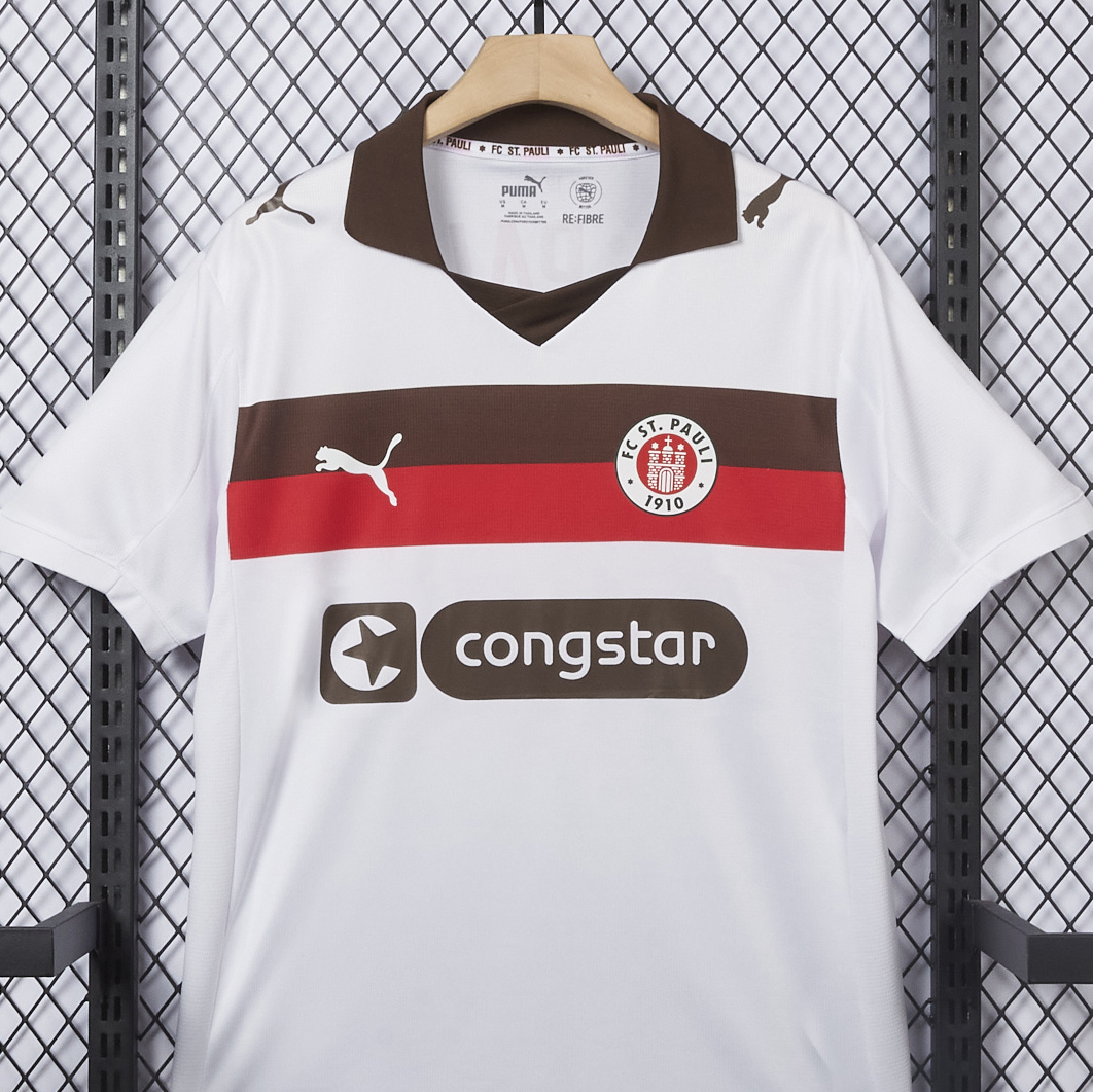 AlphaJersey-St. Pauli 25-26 Away White Jersey - Fans Version