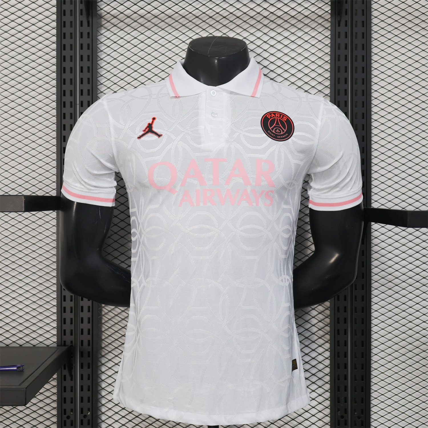 AlphaJersey-Paris Saint-Germain PSG 25-26 White And Pink Pre-Match Training Jersey - Player Version