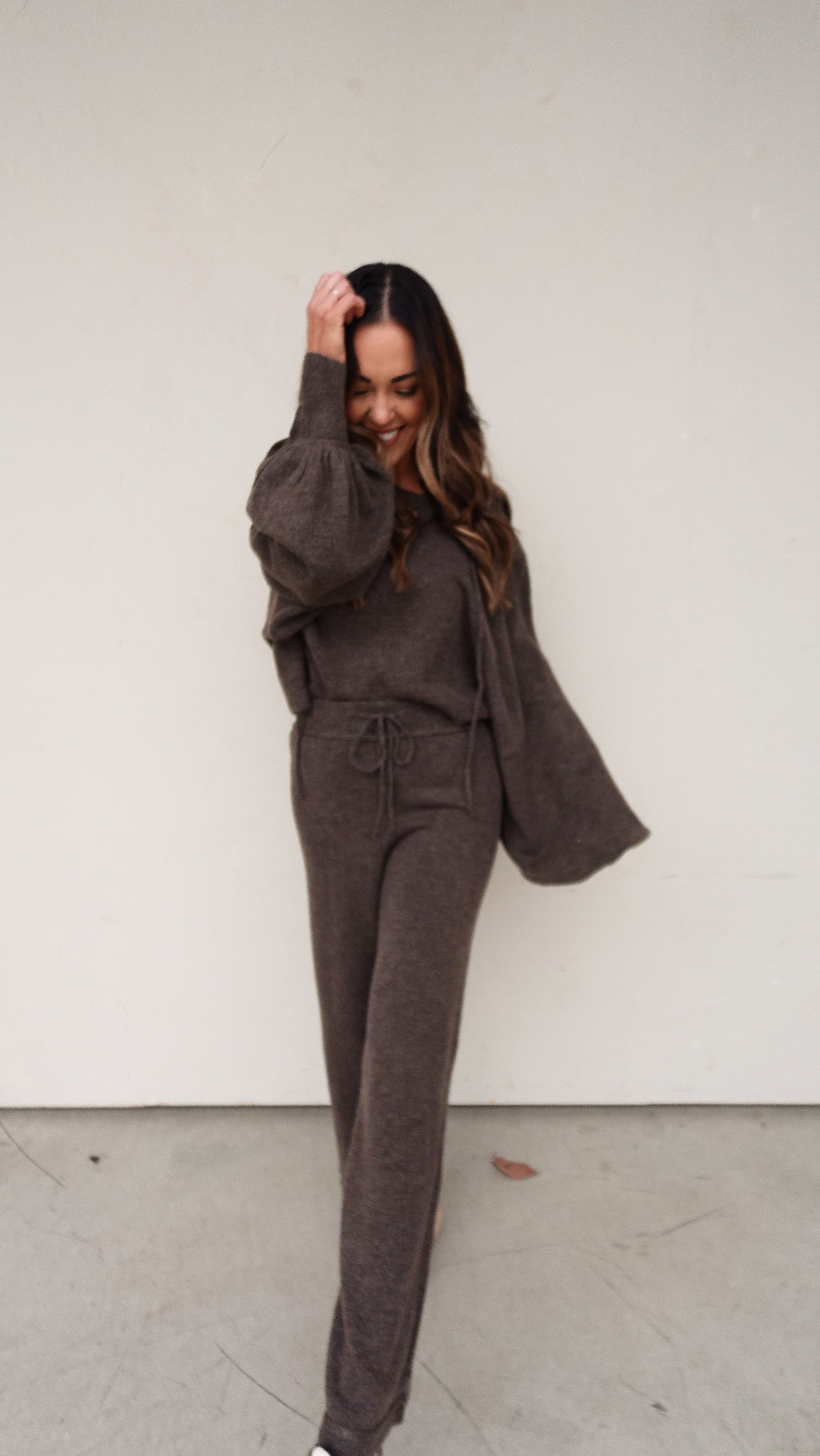 Knit Elastic Waist Pant - Chocolate | Elegant Women's Fashion by coolavocek