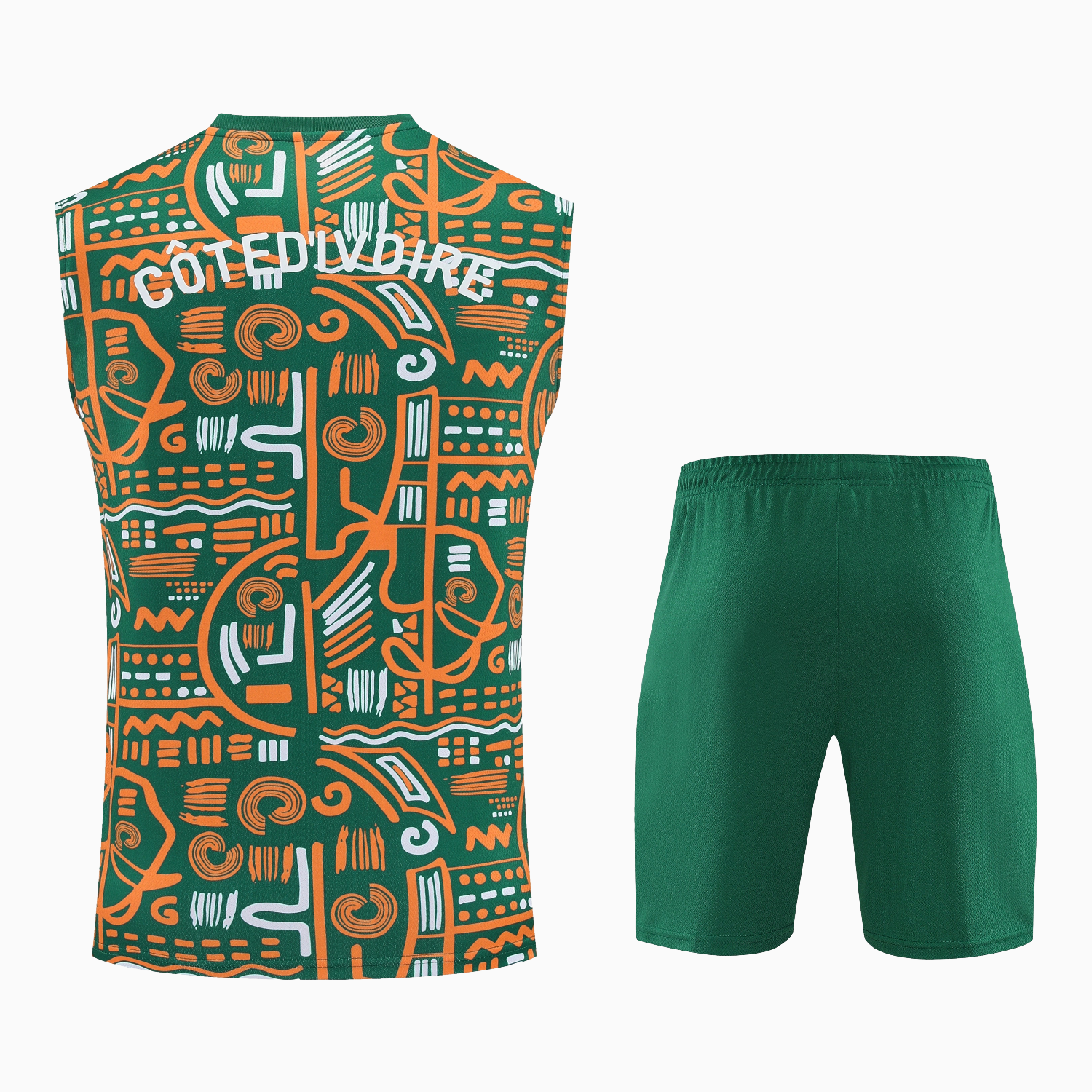 AlphaJersey-Ivory Coast 2026 Vest Training Set - Green Vest and Shorts