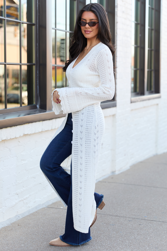 Campbell Ivory Knit Maxi Cardigan | Elegant Women's Fashion by coolavocek