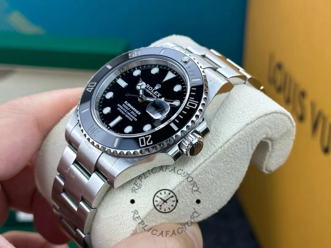 Side profile of the Rolex Submariner 126610LN showing the case, crown, and bracelet.