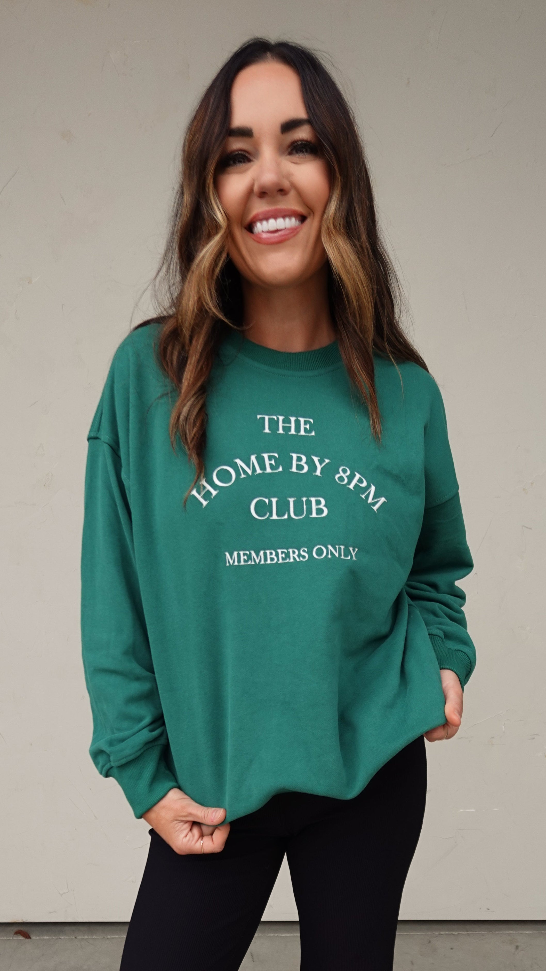 Green Embroidered Homebody Crewneck | Elegant Women's Fashion by coolavocek