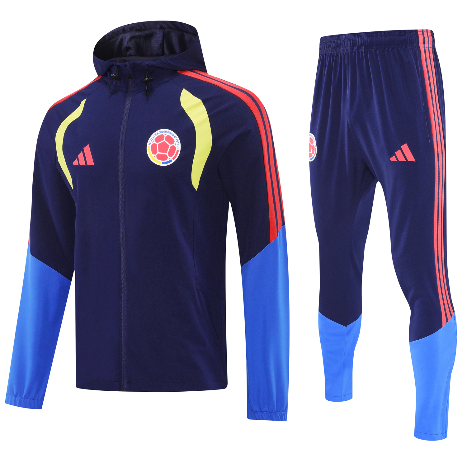 AlphaJersey-Colombia 2026 Hooded Windbreaker Training Set - Dark Blue and Pants