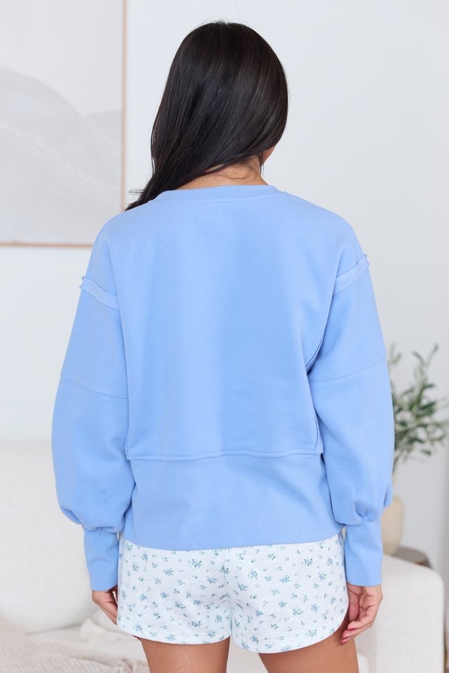 Payton Blue Cropped Crewneck Top SALE | Elegant Women's Fashion by coolavocek