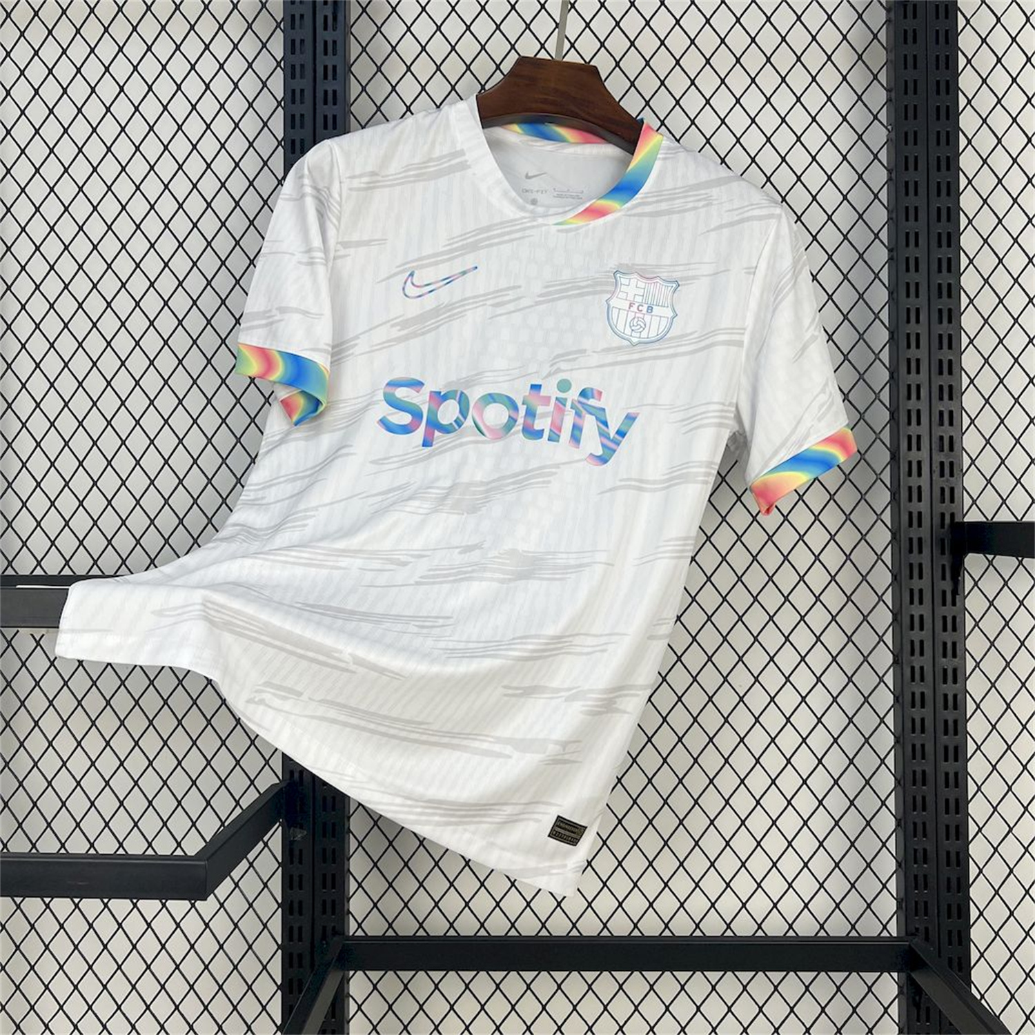 AlphaJersey-Barcelona 25-26 Colored Cuffs White Jersey - Fans Version