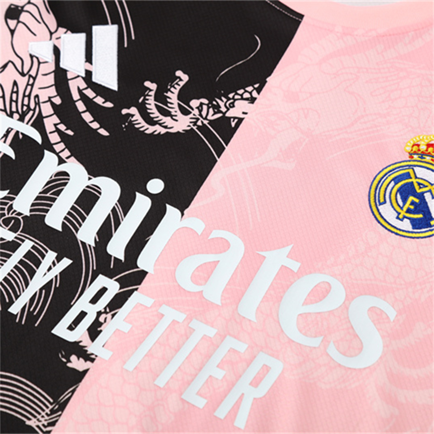 AlphaJersey-Real Madrid 25-26 Short-Sleeve Training Set - Pink Black Top & Black Shorts