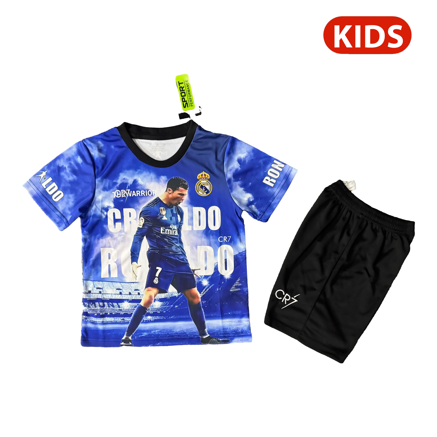 AlphaJersey-Cristiano Ronaldo Real Madrid 2017-18 Away Career Commemorative Kids Kit