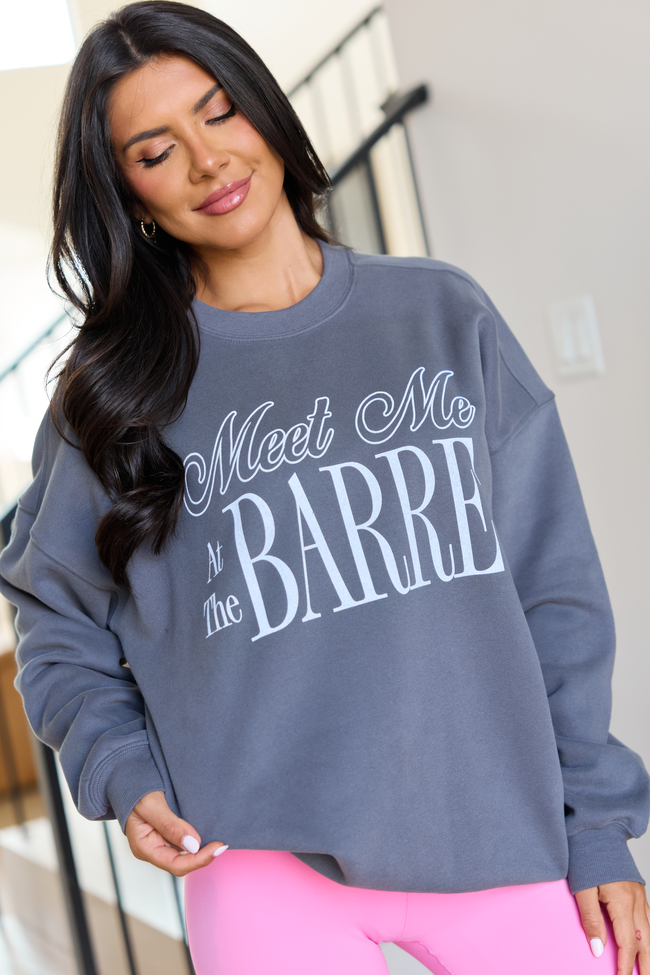 Meet Me At The Barre Dark Grey Graphic Sweatshirt | Elegant Women's Fashion by coolavocek