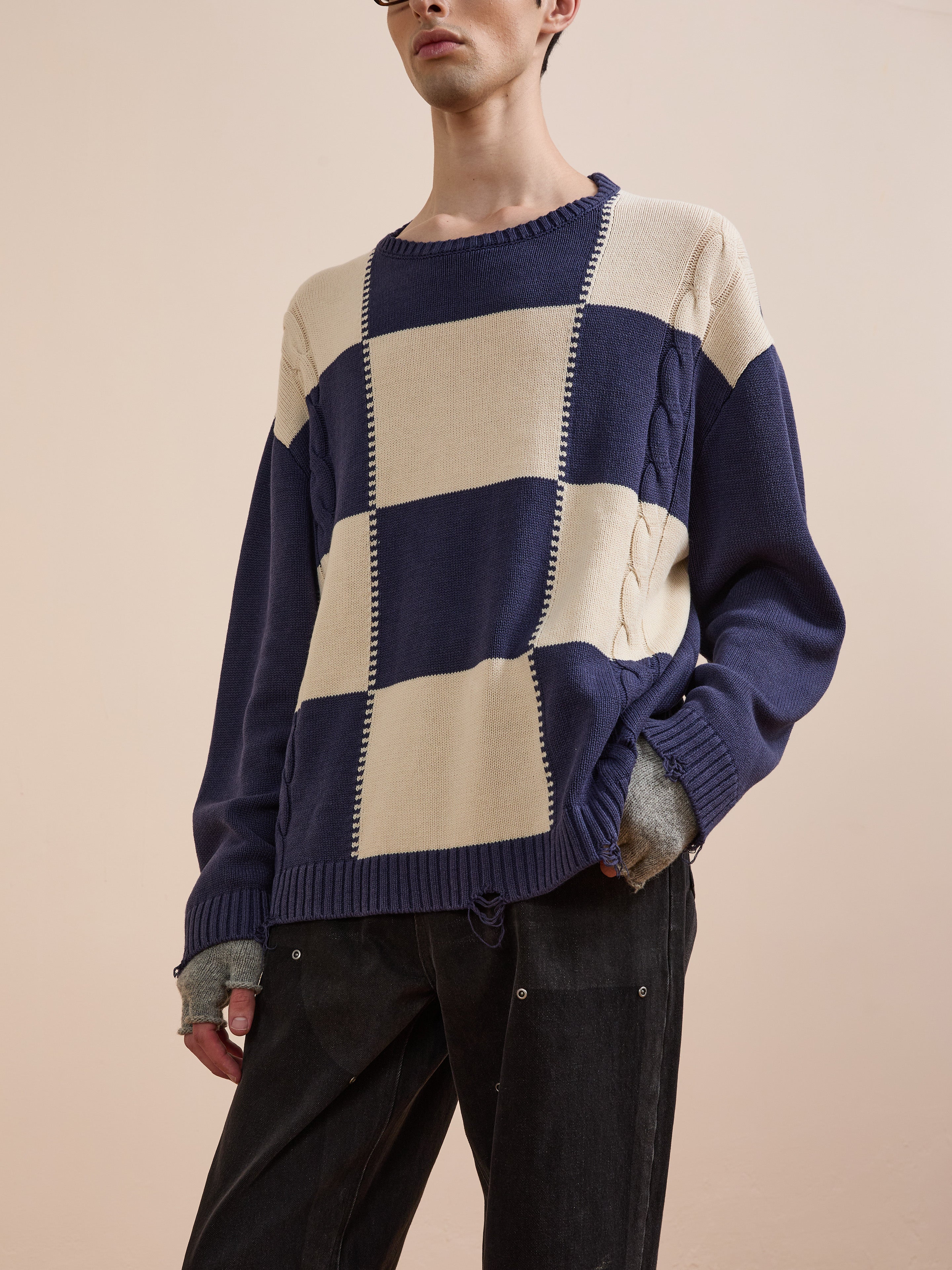 Checkered Fisherman Sweater | Modern Menswear by yycbvcnbmmnbm