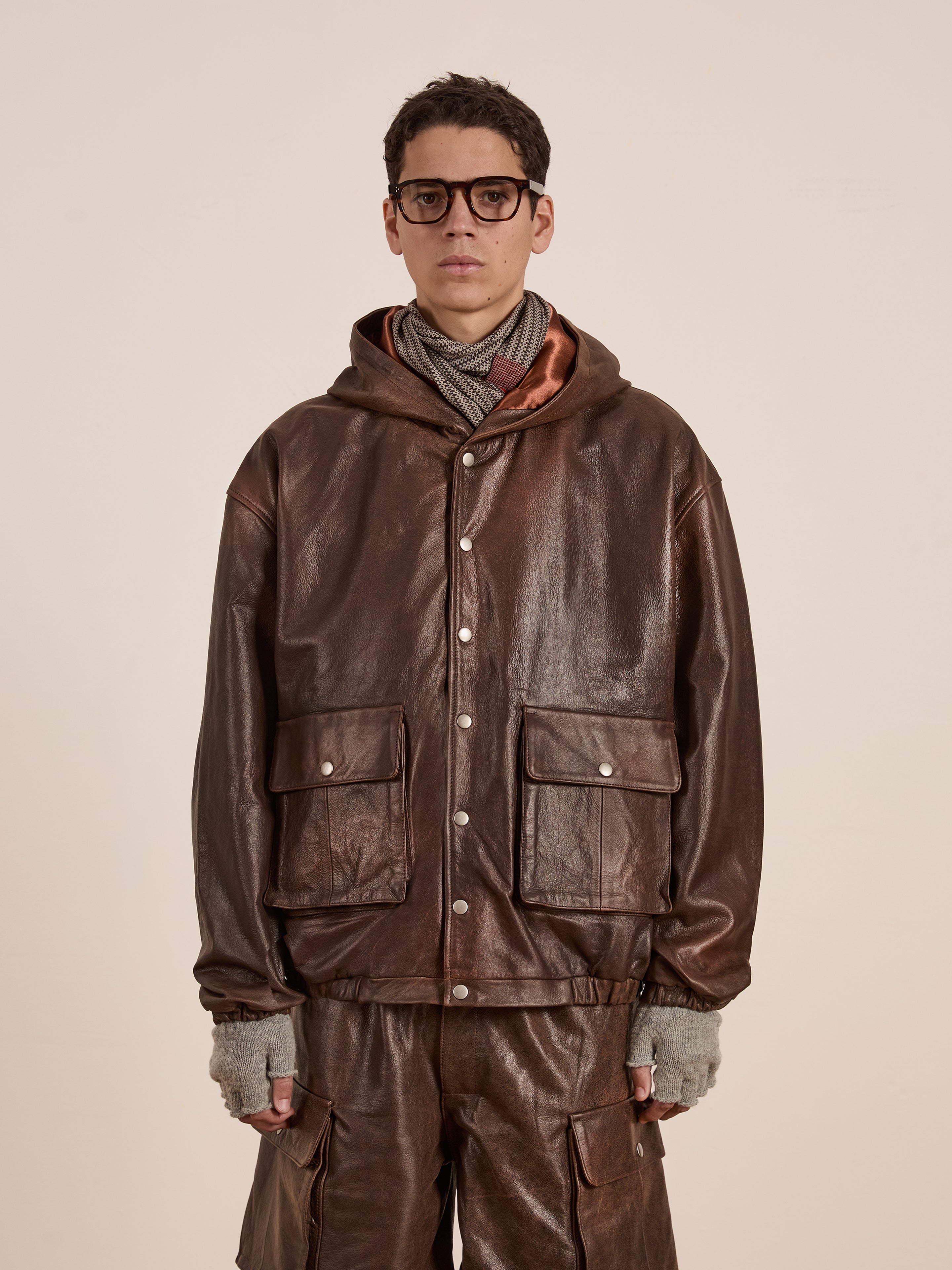Dusk Distressed Genuine Leather Hoodie | Modern Menswear by yycbvcnbmmnbm