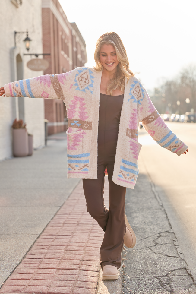 Cheyene Pastel Southwestern Print Cardigan SALE | Elegant Women's Fashion by coolavocek