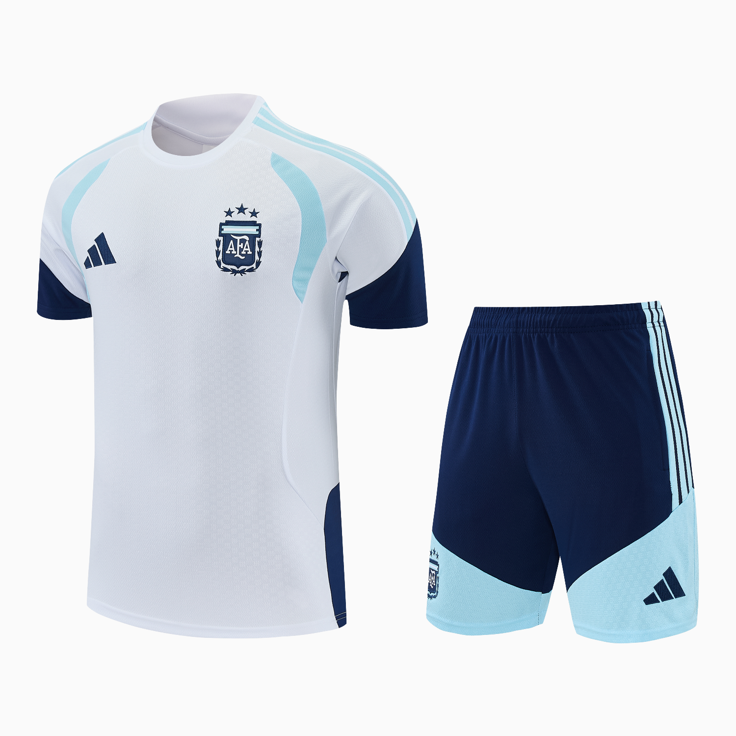 AlphaJersey-Argentina 2026 Short-Sleeve Training Set - White Top and Dark Blue Shorts