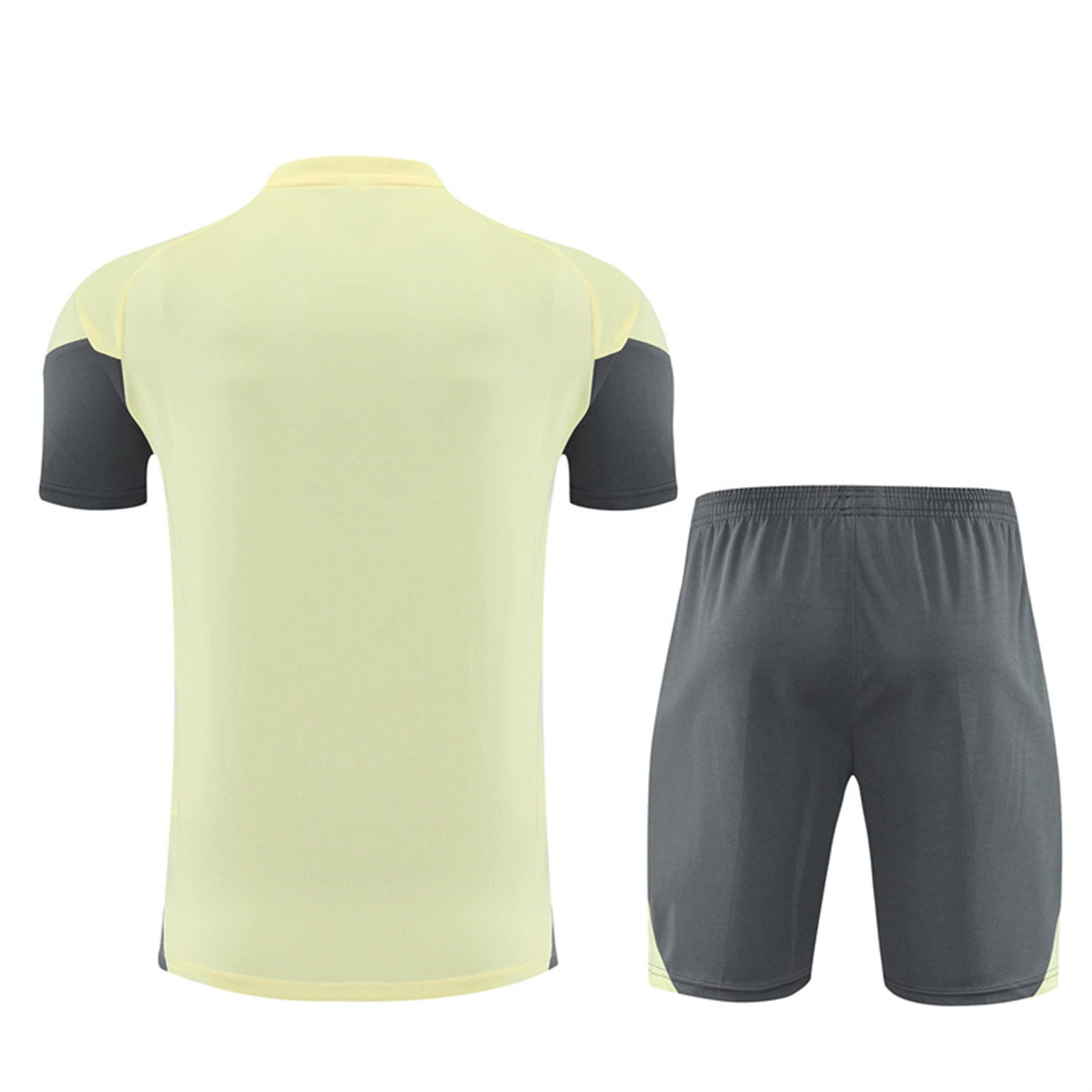 AlphaJersey-Real Madrid 25-26 Kids Short-Sleeve Training Set - Yellow Top and Grey Shorts
