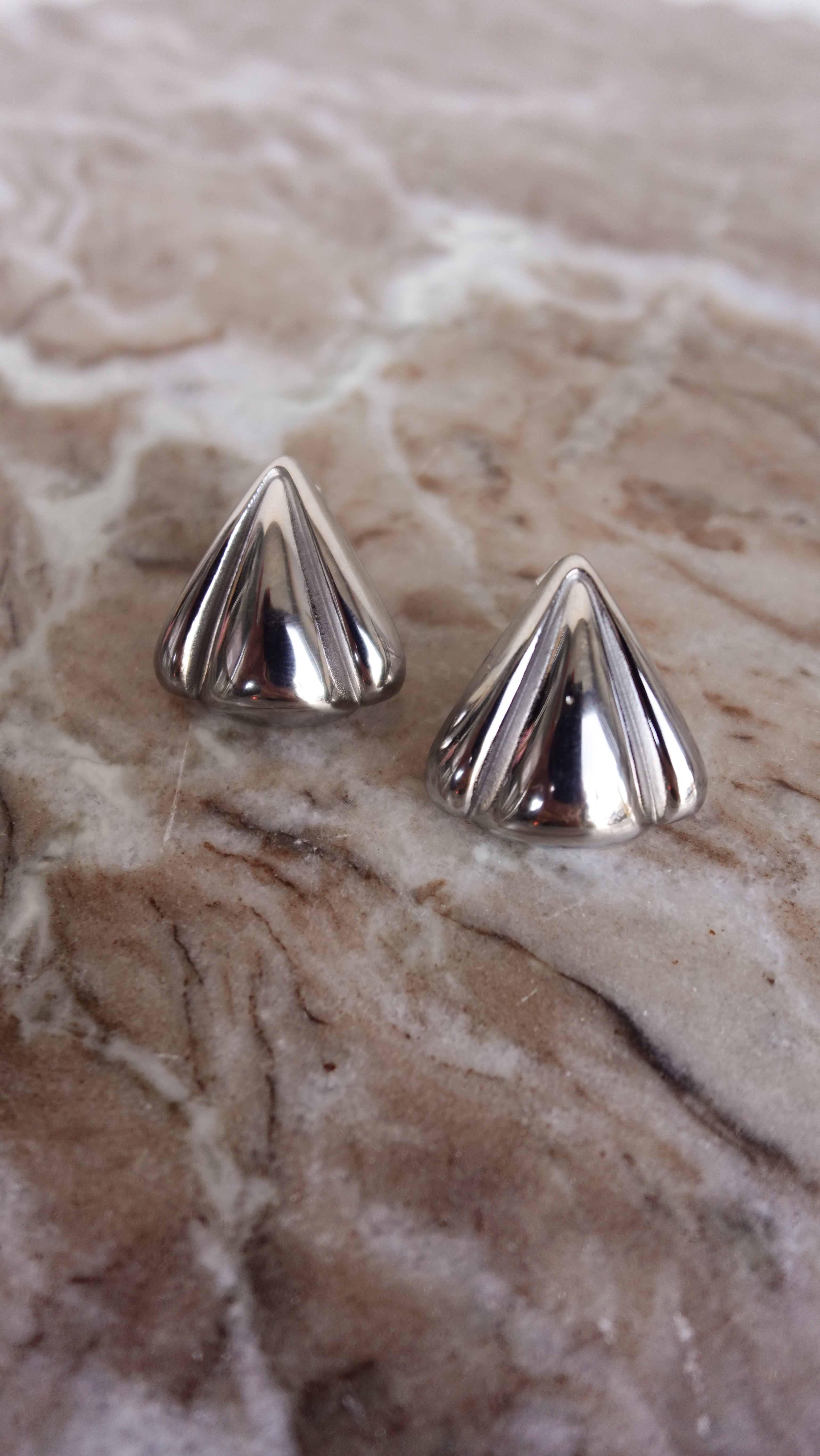 Silver Triangle Stud Earrings | Elegant Women's Fashion by coolavocek
