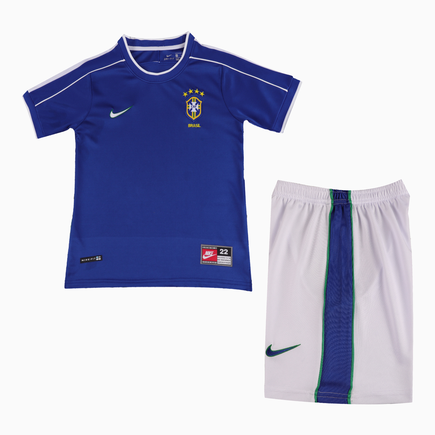 AlphaJersey-Retro Brazil 1998 Away Kids Kit