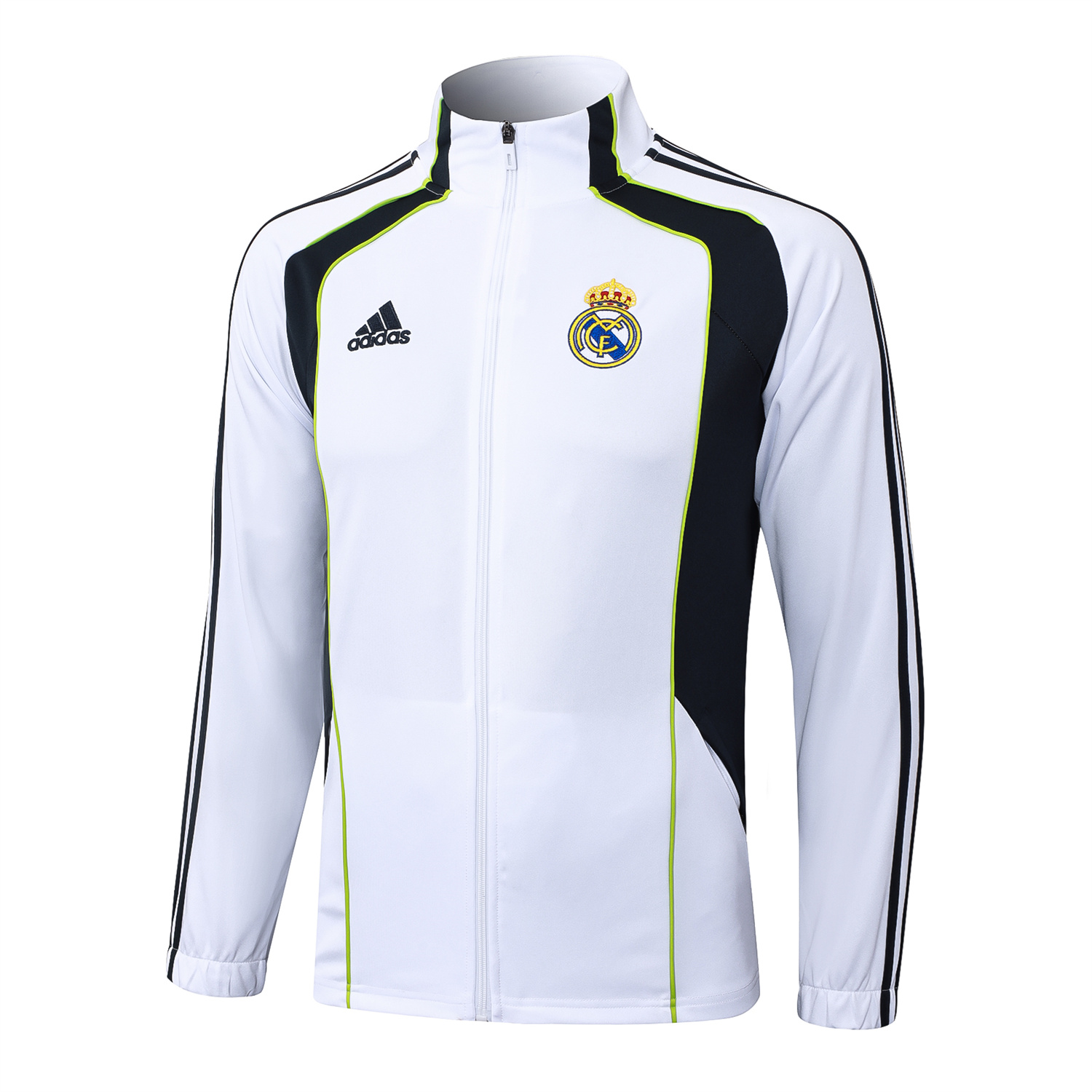 AlphaJersey-Real Madrid 25-26 Jacket Training Tracksuit - White Throwback Jackets & Black Pants