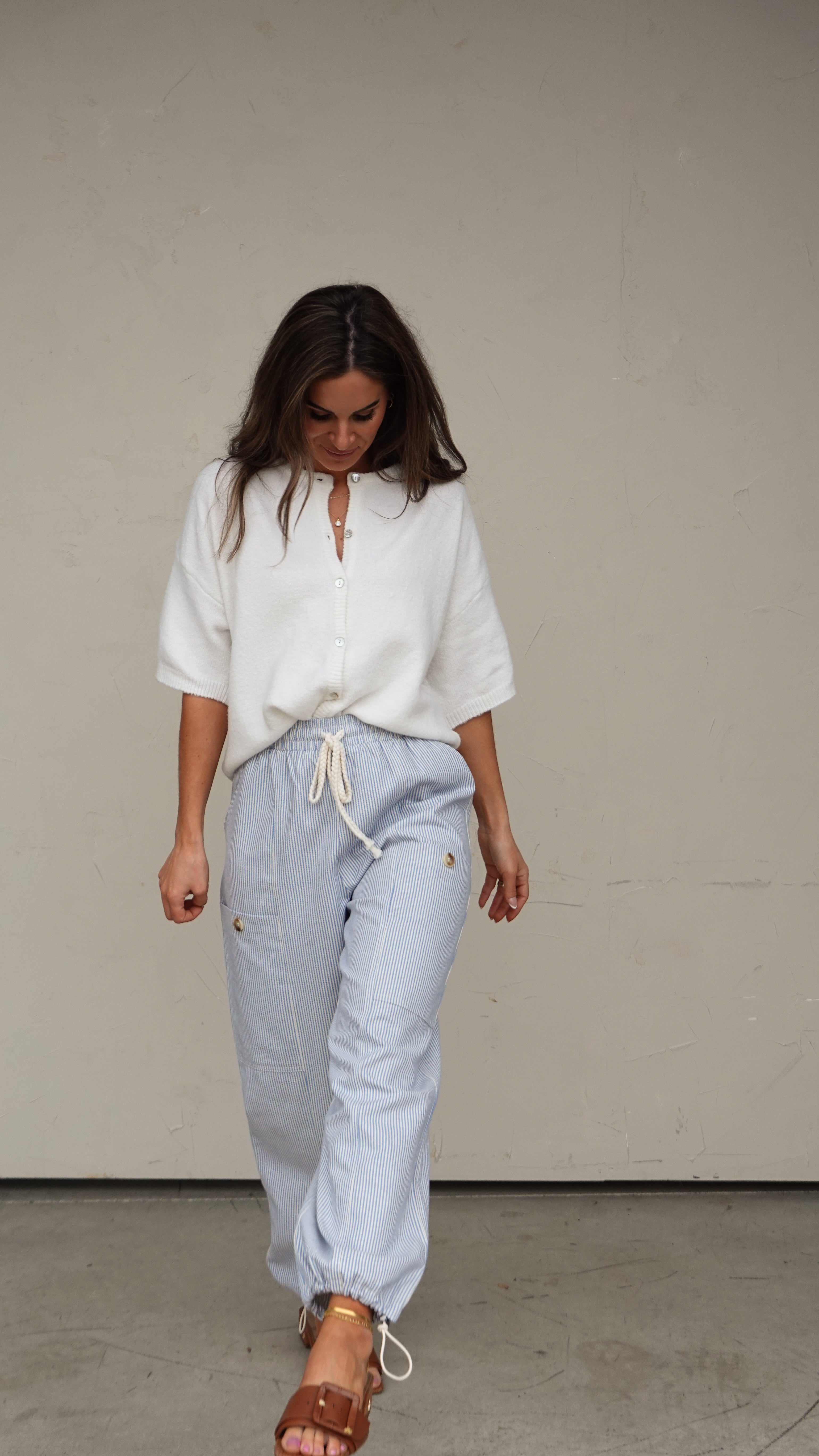 Blue Striped Jogger-Style Pant | Elegant Women's Fashion by coolavocek