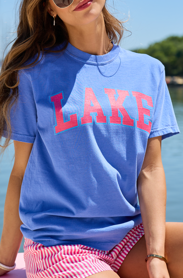 Lake Block Blue Graphic Tee | Elegant Women's Fashion by coolavocek