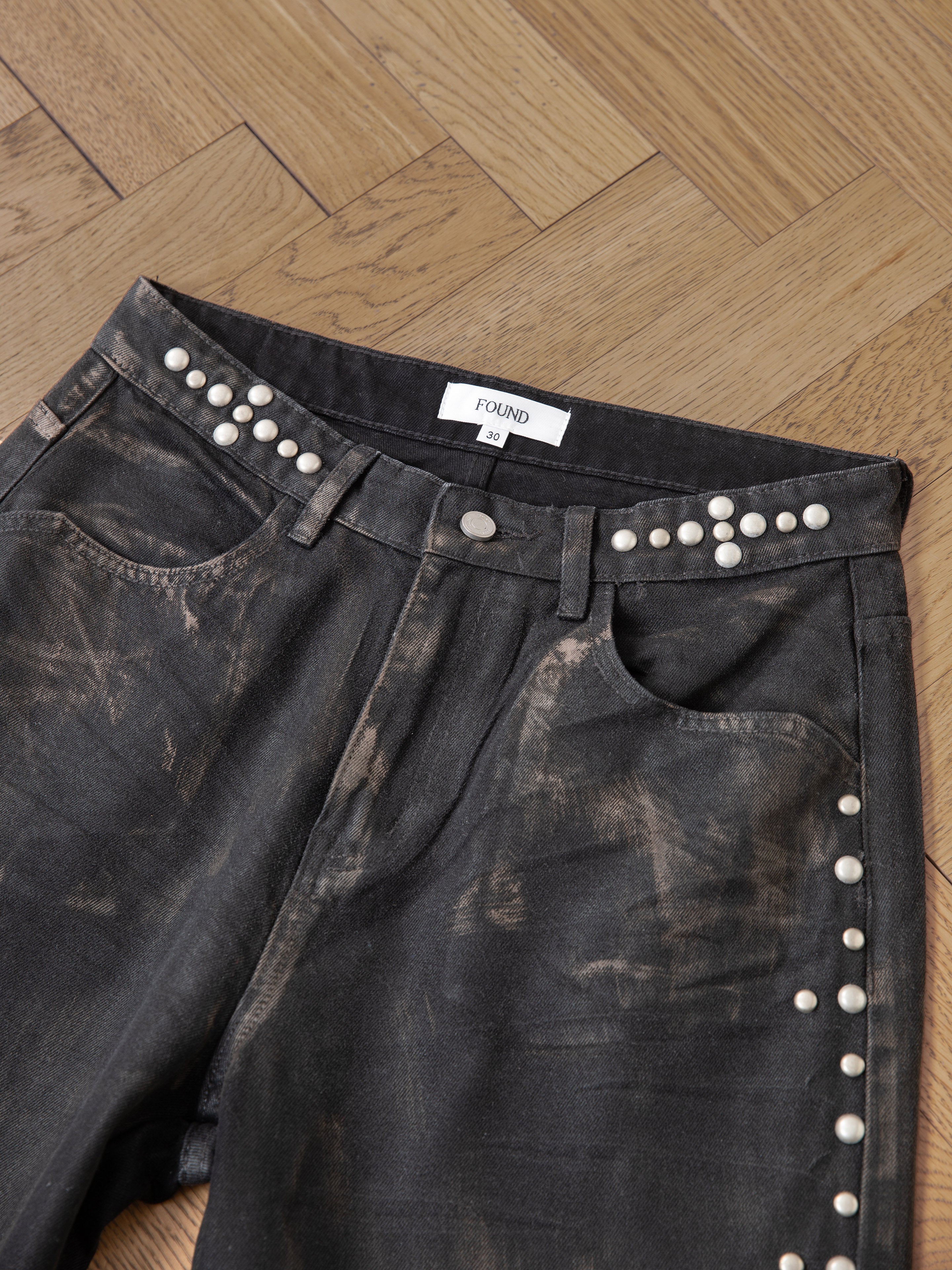 Waxed Studded Jeans | Modern Menswear by yycbvcnbmmnbm