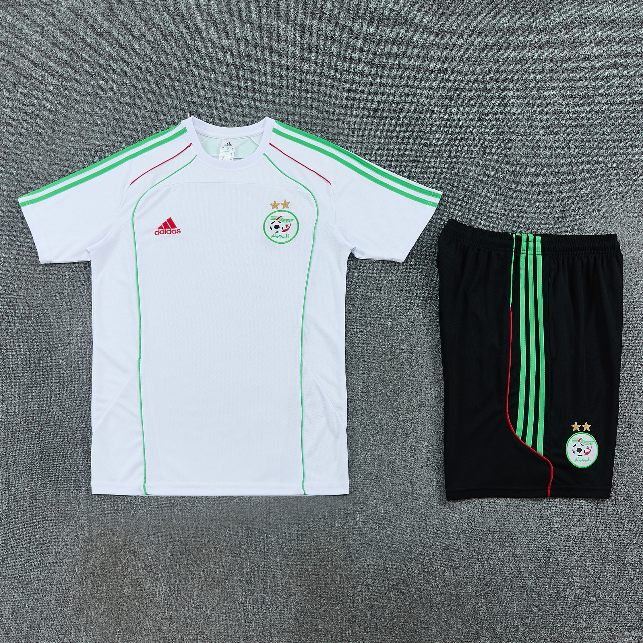 AlphaJersey-Algeria 2026 Short-Sleeve Training Set - White Top and Black Shorts