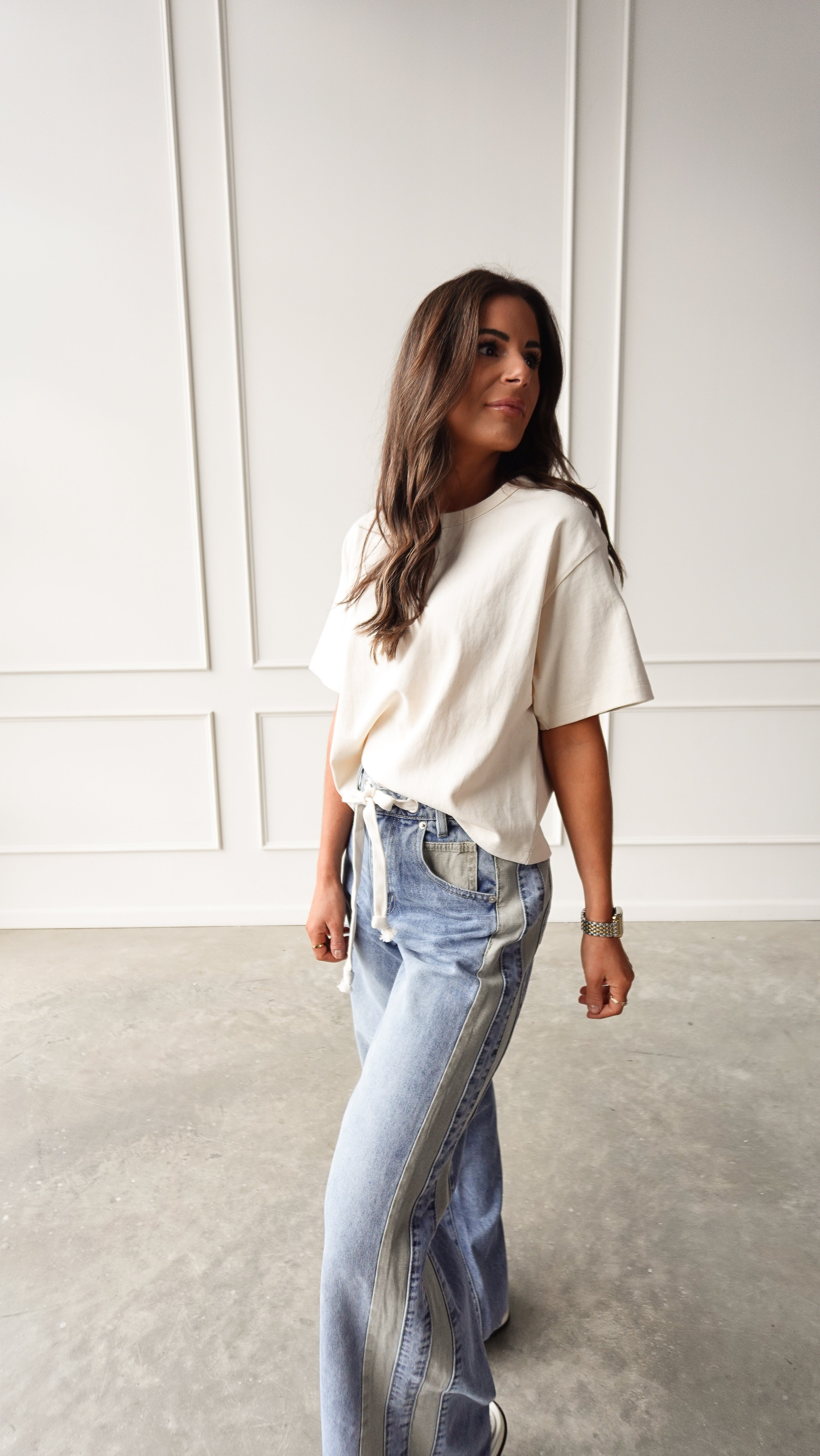 Oatmeal Short Sleeve Linen Tee | Elegant Women's Fashion by coolavocek