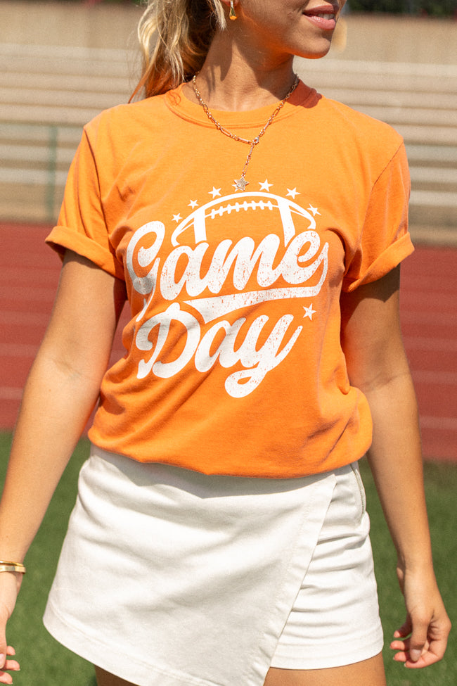 Game Day Script Burnt Orange Graphic Tee | Elegant Women's Fashion by coolavocek