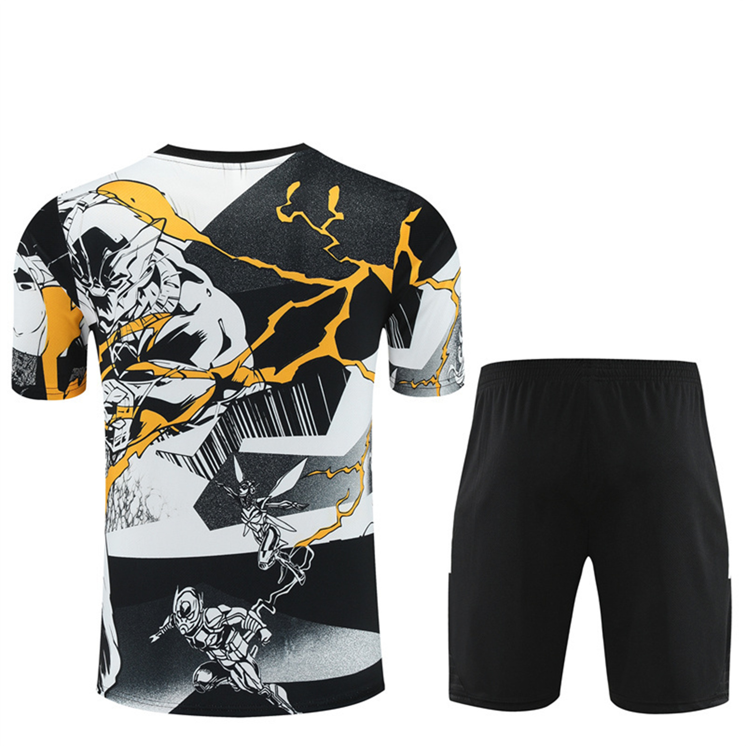AlphaJersey-Real Madrid 25-26 Thunder Comics Short-Sleeve Training Set - Comic Pattern Top & Shorts