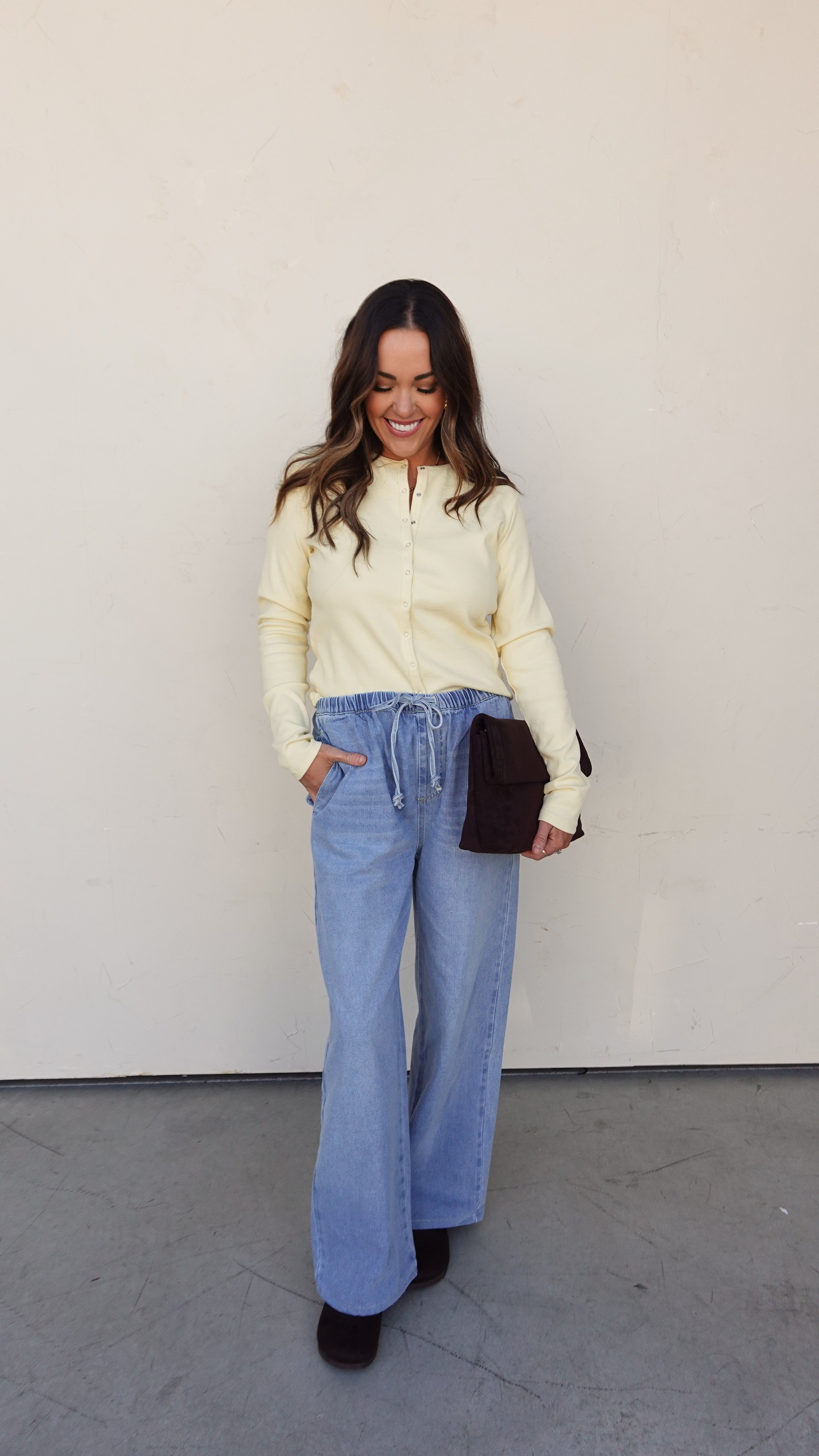 Drawstring Wide Leg Denim Pant | Elegant Women's Fashion by coolavocek