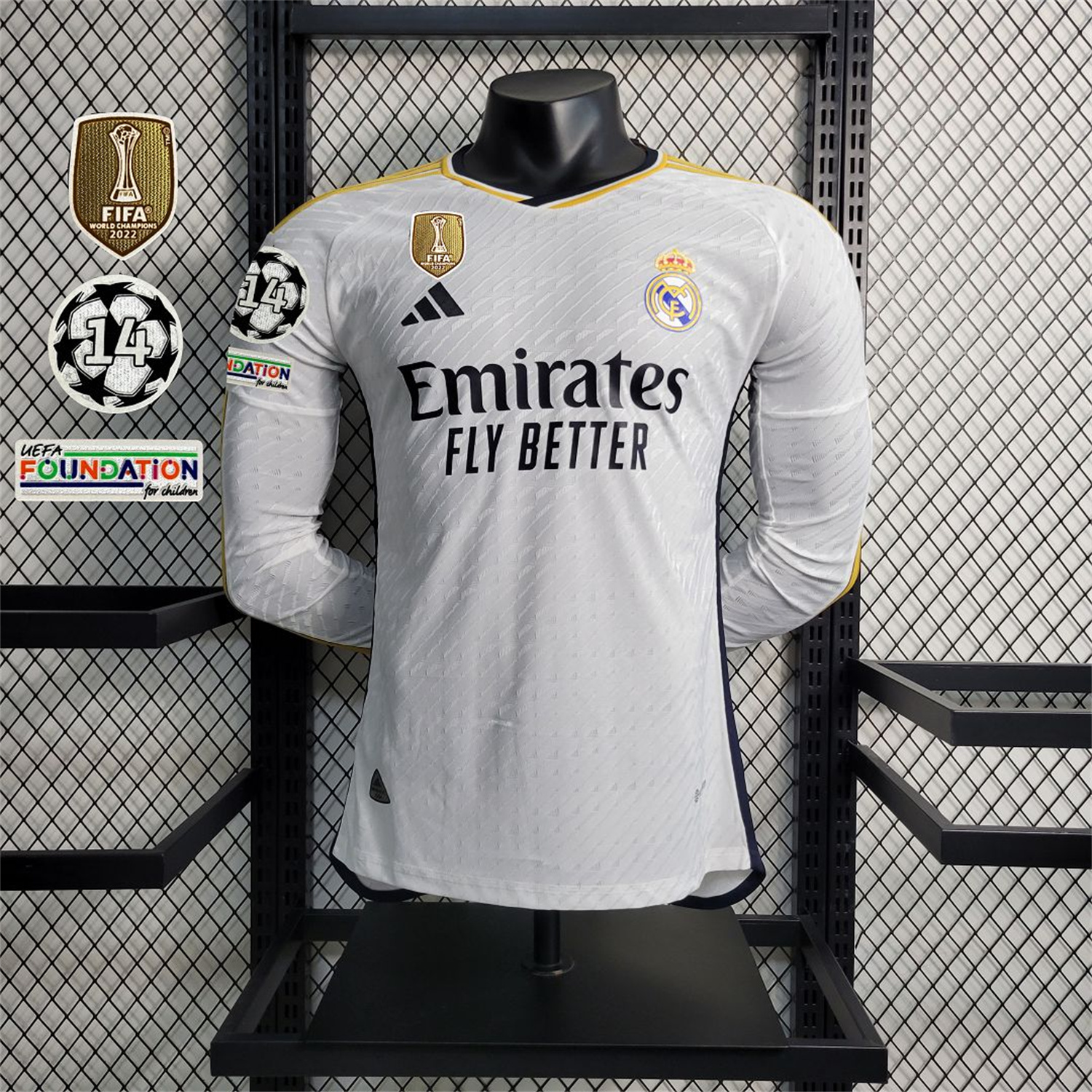 AlphaJersey-Retro Real Madrid 2023-24 Home Long Sleeves Jersey - Player Version