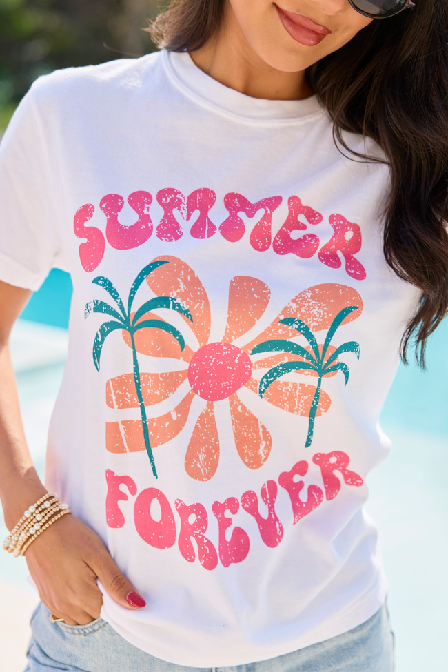 Summer Forever White Graphic Tee | Elegant Women's Fashion by coolavocek