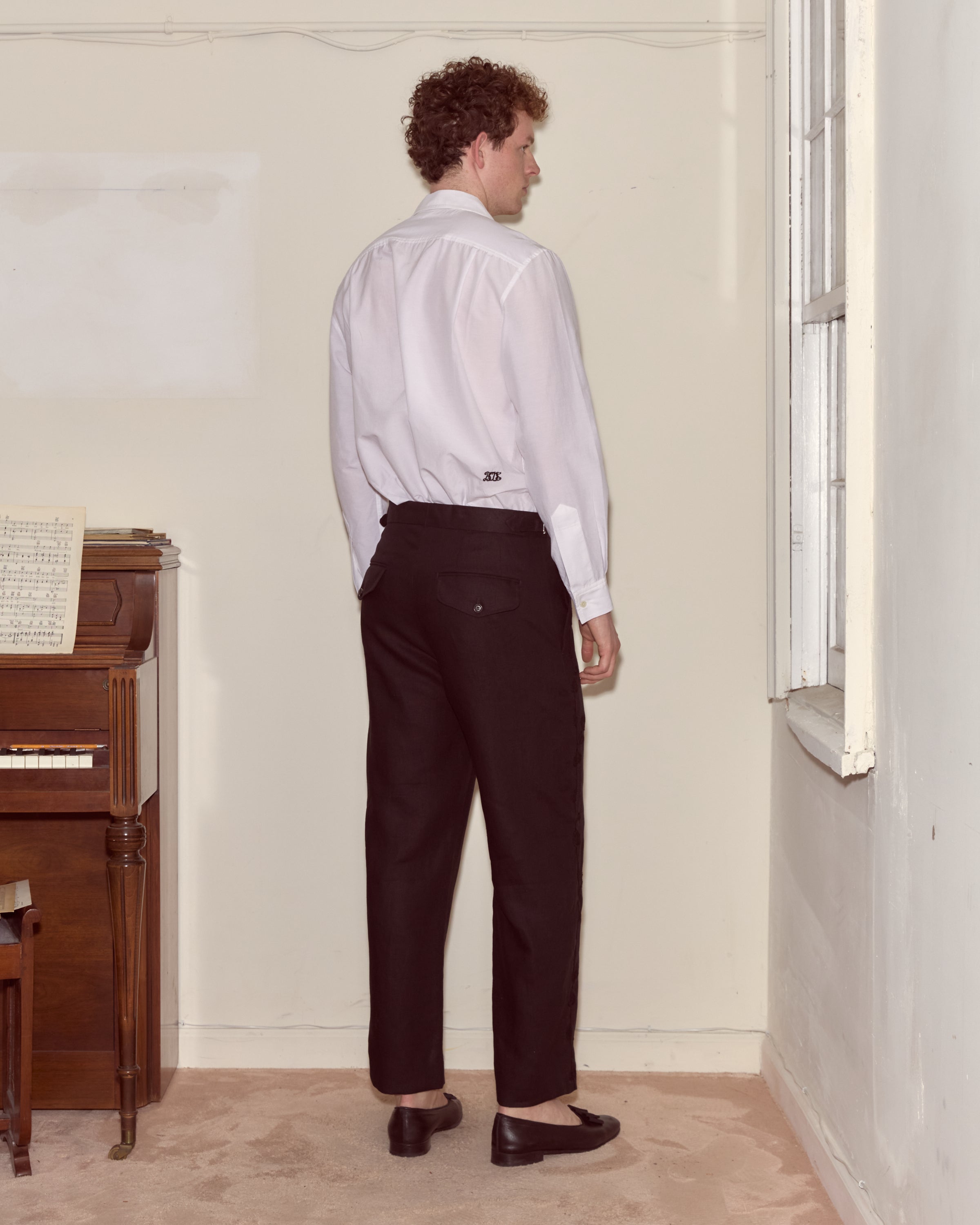 Snowdrop Linen Side-Buckle Trousers | Modern Menswear by yycbvcnbmmnbm