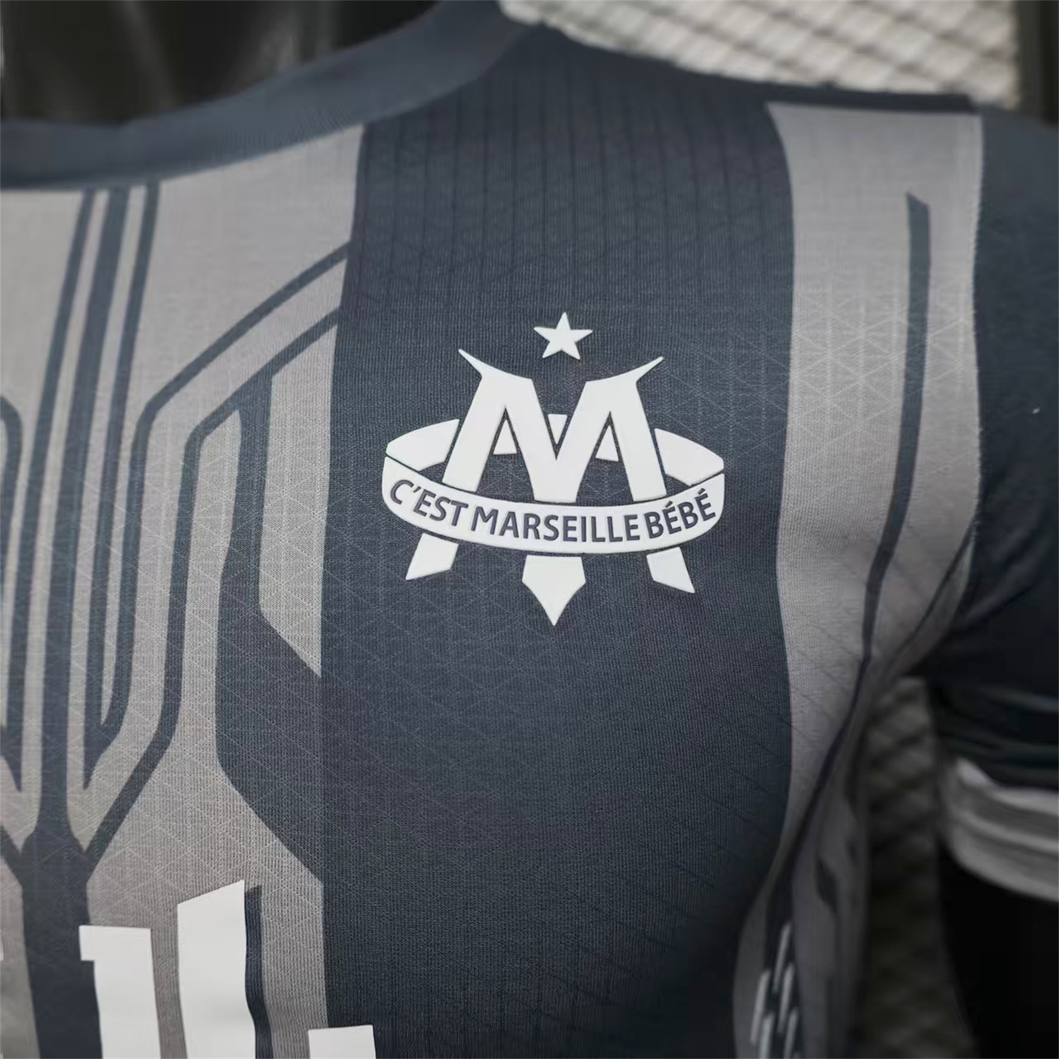 AlphaJersey-Marseille 25-26 Grey Stripes Special Jersey - Player Version