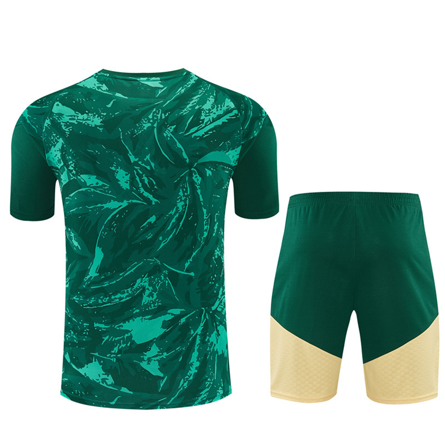 AlphaJersey-Real Madrid 26-27 Kids Short-Sleeve Training Set - Green Camouflage Top & Green Shorts