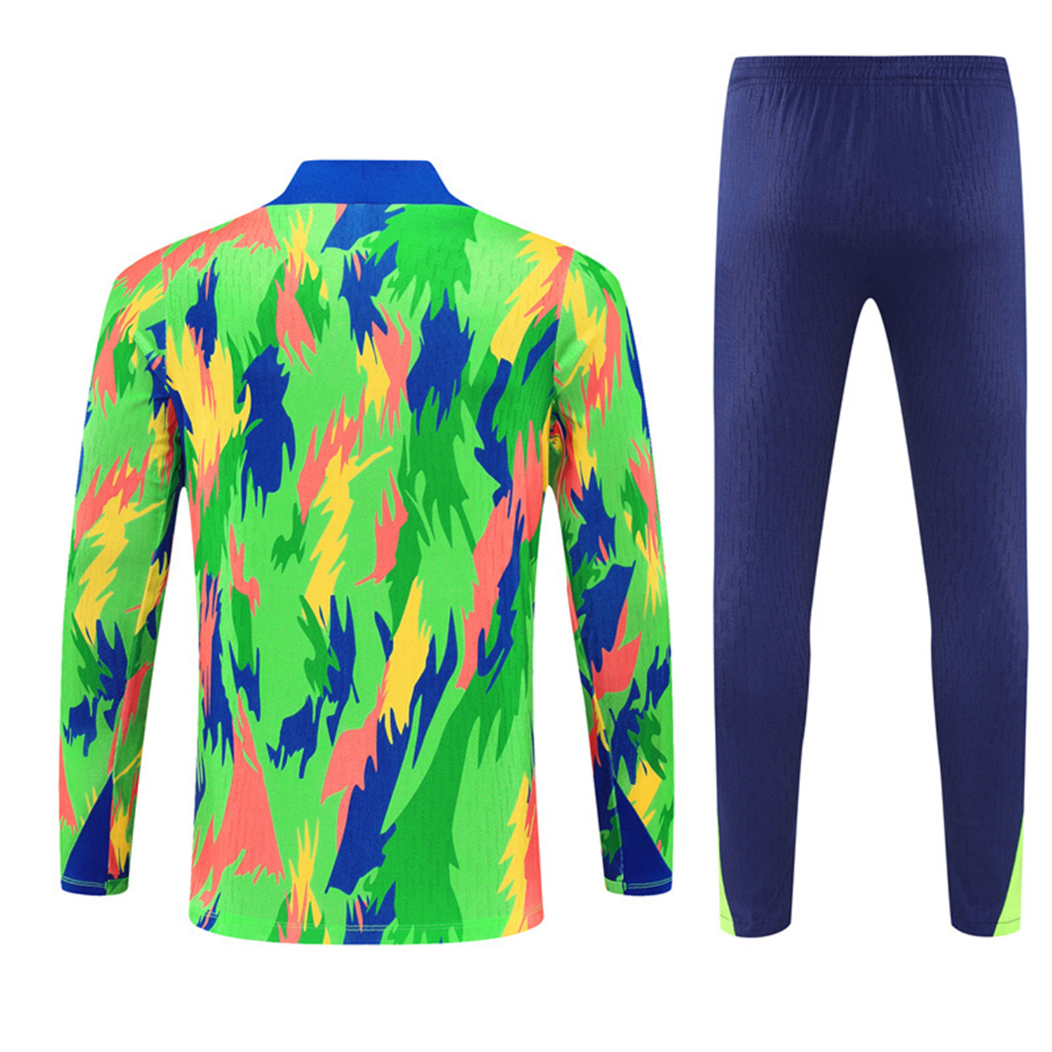 AlphaJersey-Brazil 25-26 Long Sleeve Training Set - Colorful Camouflage Top & Royal Blue Pants