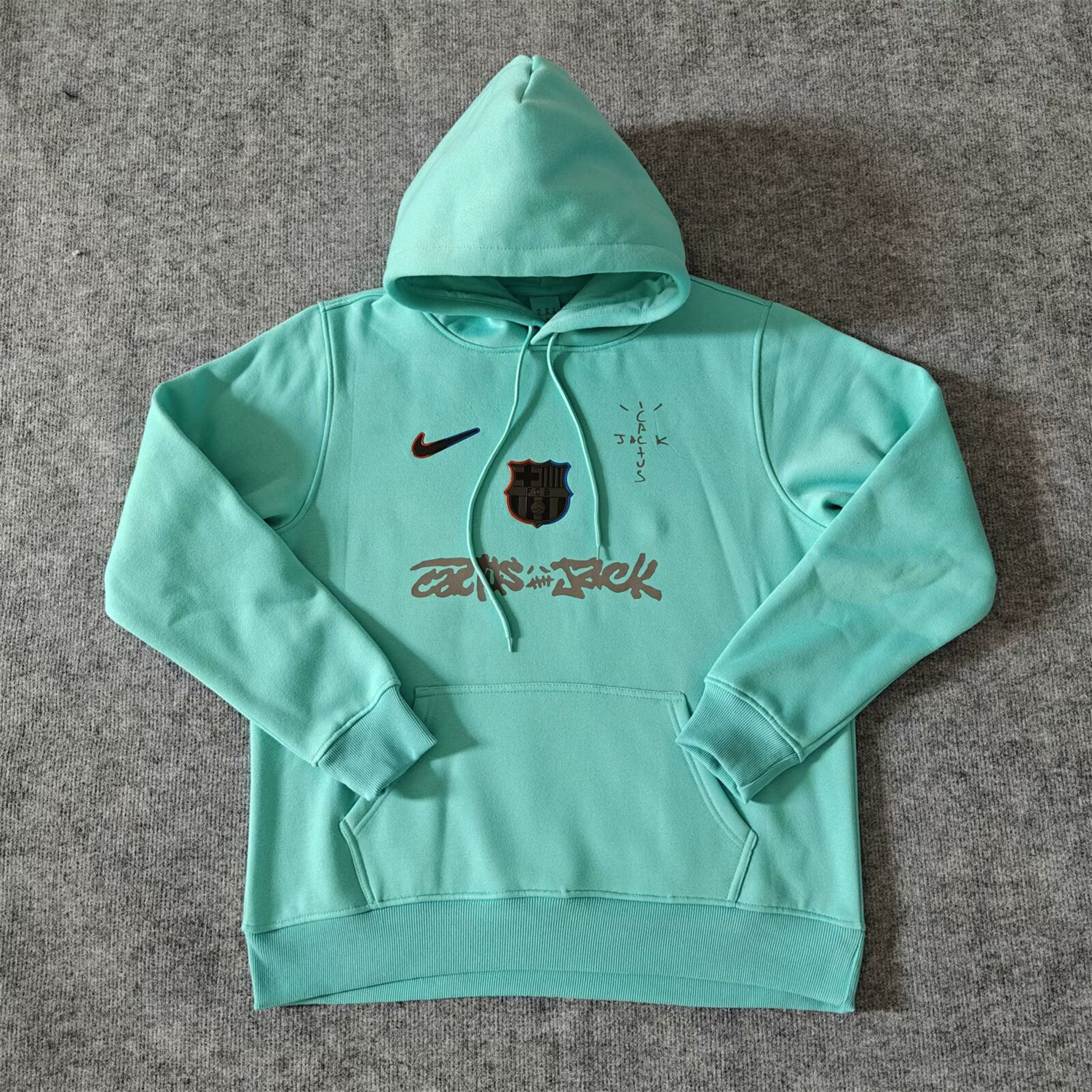 AlphaJersey-Barcelona x Travis Scott Team Logo Centered Unisex Pullover Hoodie