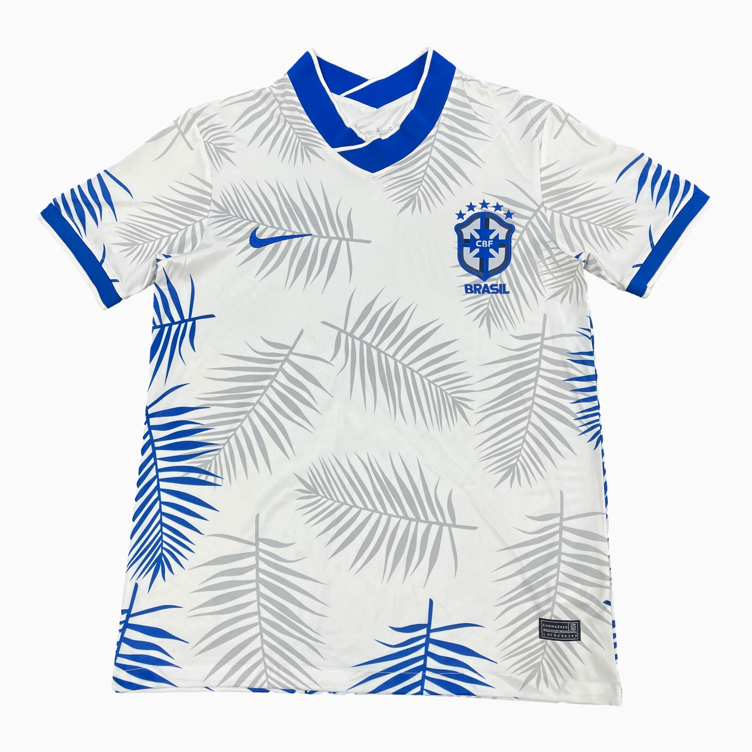 AlphaJersey-Brazil 25-26 Blue And Grey Leaves White Jersey - Fans Version