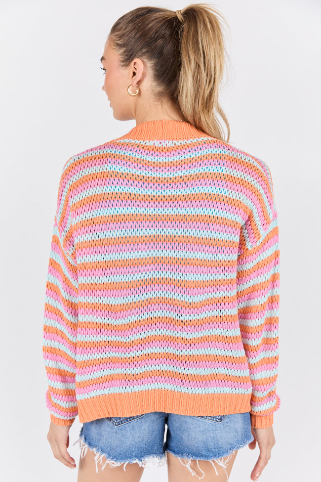 You're My Muse Pink, Orange, and Mint Multi Stripe Cardigan | Elegant Women's Fashion by coolavocek