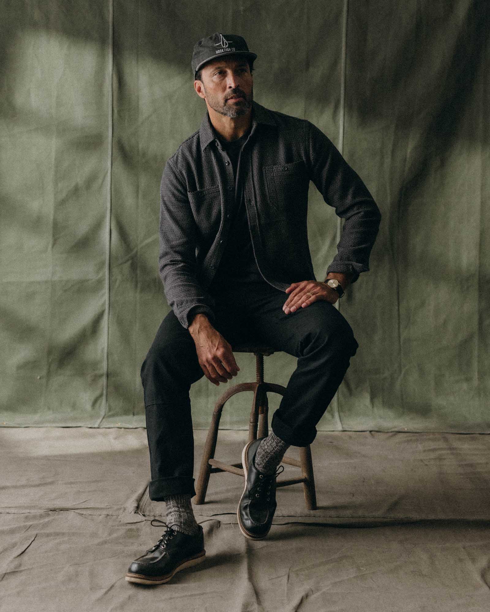 The Utility Shirt in Charcoal Sashiko | Modern Menswear by yycbvcnbmmnbm
