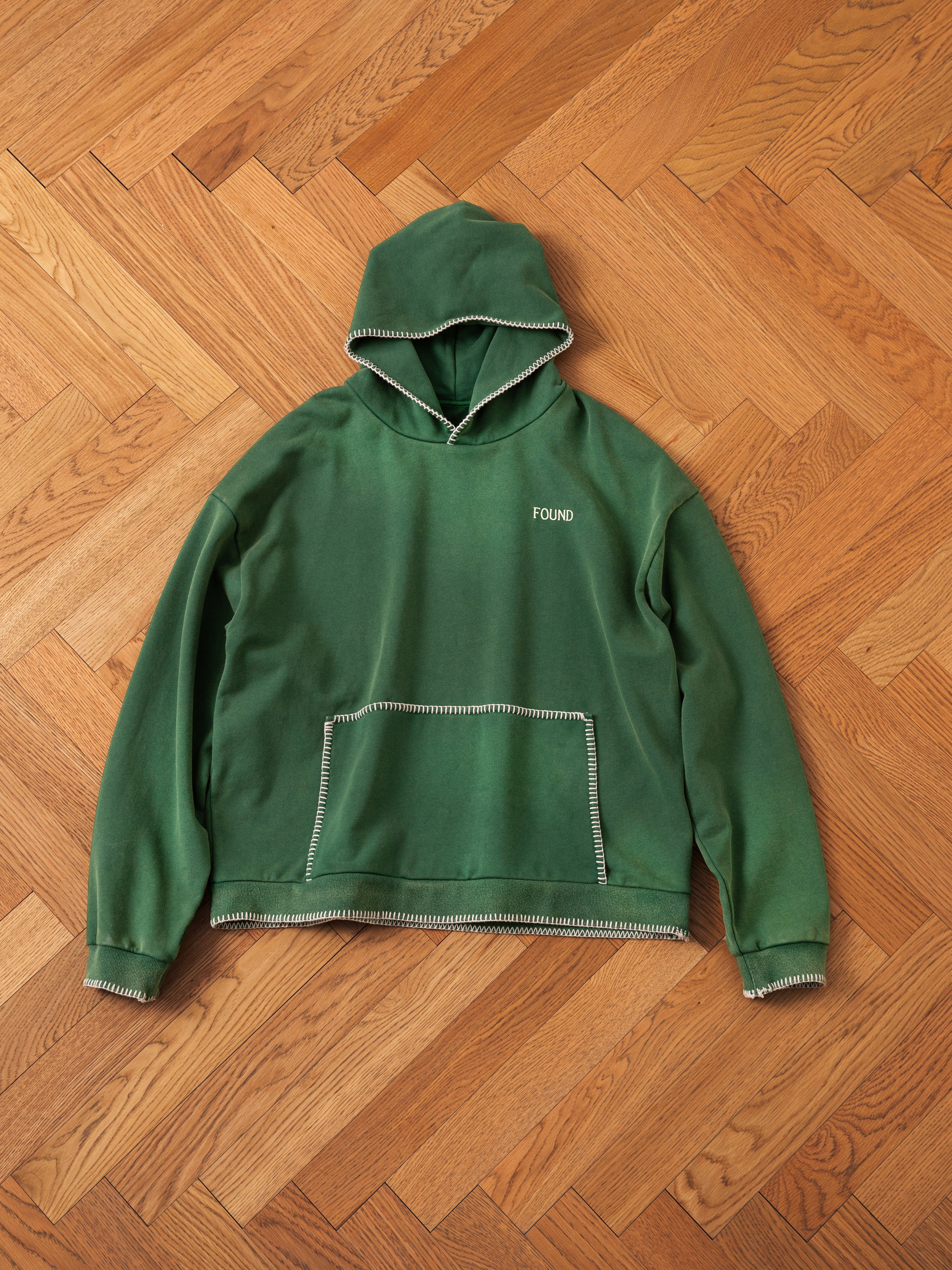 Stitched Border Distressed Logo Hoodie | Modern Menswear by yycbvcnbmmnbm