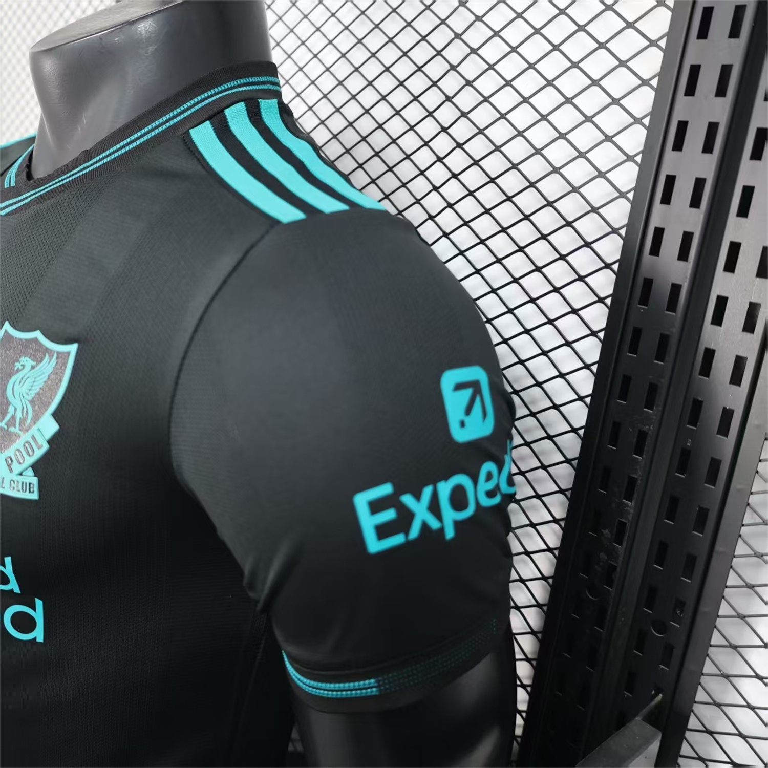 AlphaJersey-Liver.pool 25-26 Black Special Cyan Sponsor Jersey - Player Version